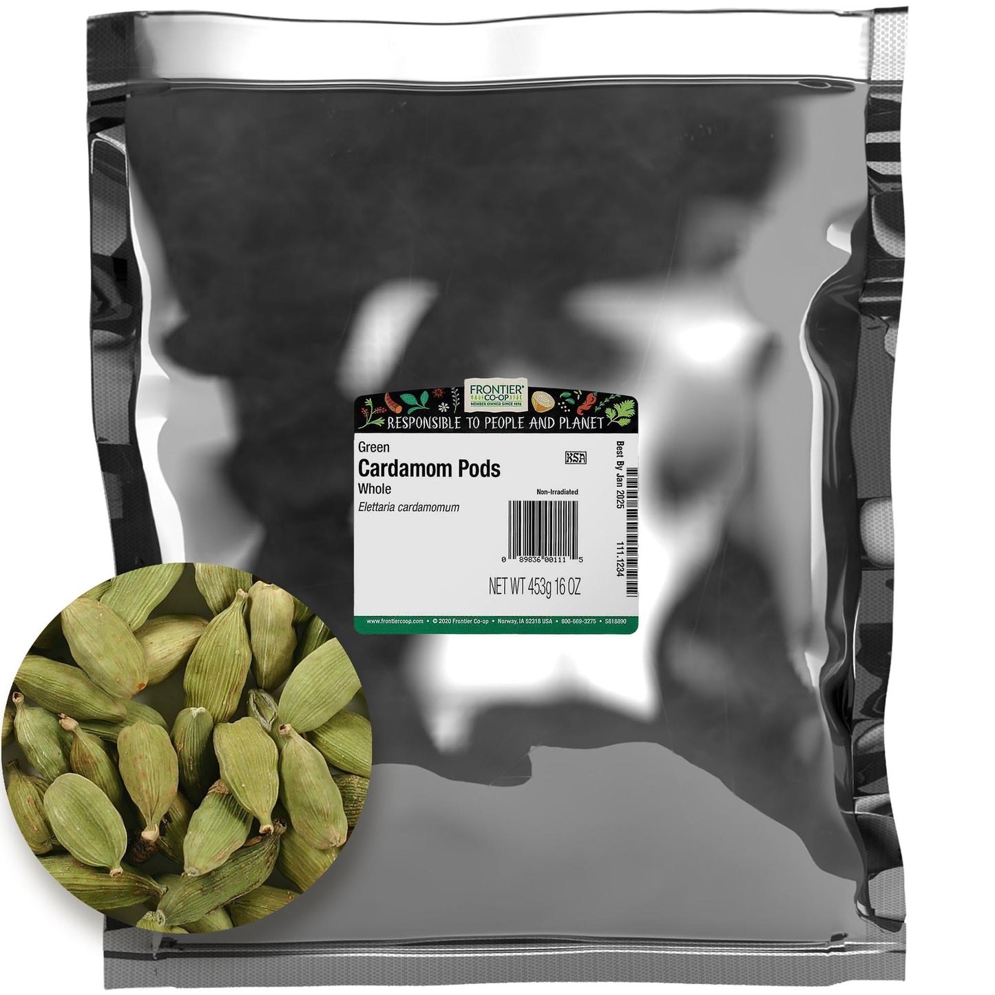 Frontier Co-op Whole Green Cardamom Pods 1lb