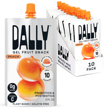 Dally Peach Drinkable Konjac Jelly - (10 Pack) Jelly Fruit Snack with 10 Calories, Zero Sugar - Supports Skin, Immune Health, an