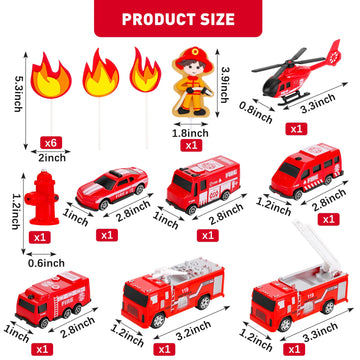 15 Pieces Fire Truck Cake Topper Fireman Cake Topper Firetruck Birthday Decorations For Fireman Fire Trucks Birthday Party Cake