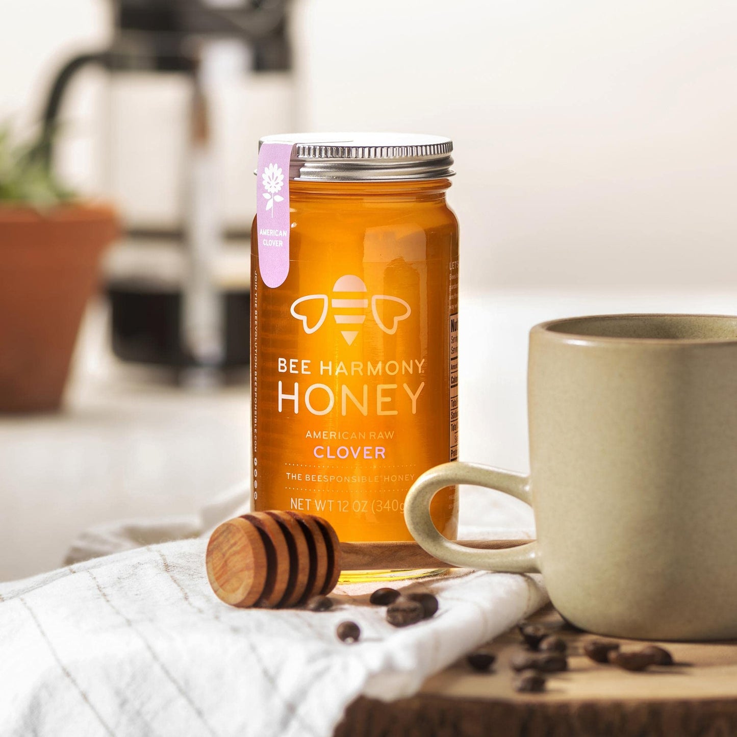 Bee Harmony Raw Clover Honey - 12 Ounce Jars (Pack of 2)