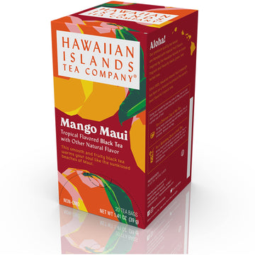 Hawaiian Islands Tea Company Mango Maui Black Tea, All Natural - 20 Teabags (1 Box)