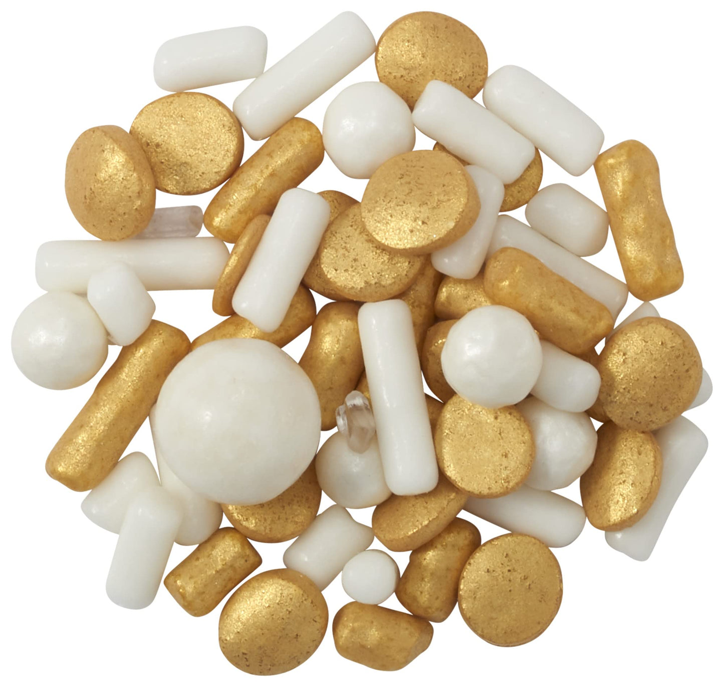 DecoPac Gold Celebration Wishes Fusion Mix Sprinkles  26oz  Shaped Candy Sprinkles in Handheld Container  Edible Decorations For Celebration Cakes  Cupcakes  Cookies and Donuts