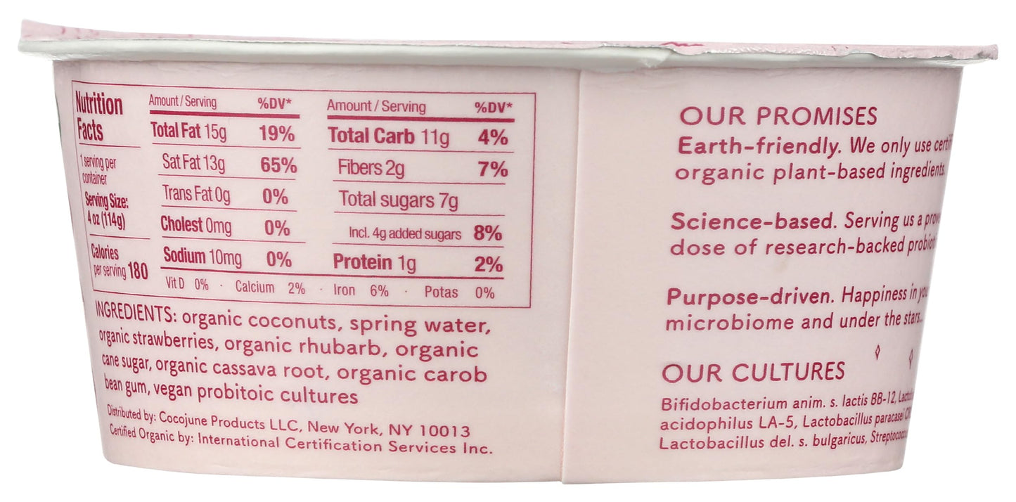 Cocojune Organic Strawberry & Rhubarb, Pink, 4 Ounce (Pack of 1)
