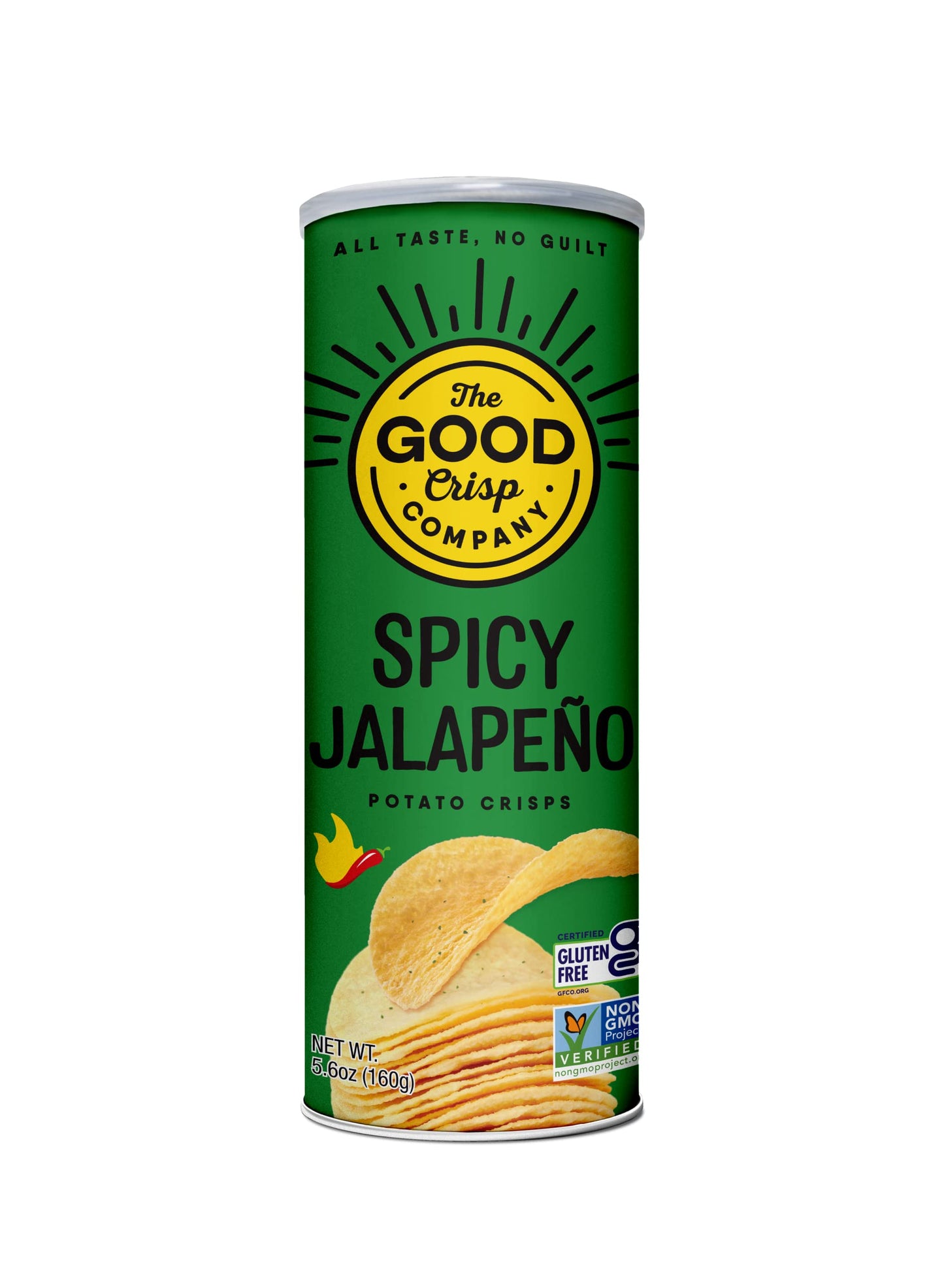 The Good Crisp Company, Spicy Jalapeno, Gluten Free Potato Chips (5.6 Ounce Canisters, Pack Of 8), Non-Gmo, Allergen Friendly, Potato Chip Snack Pack, Gluten Free Snacks
