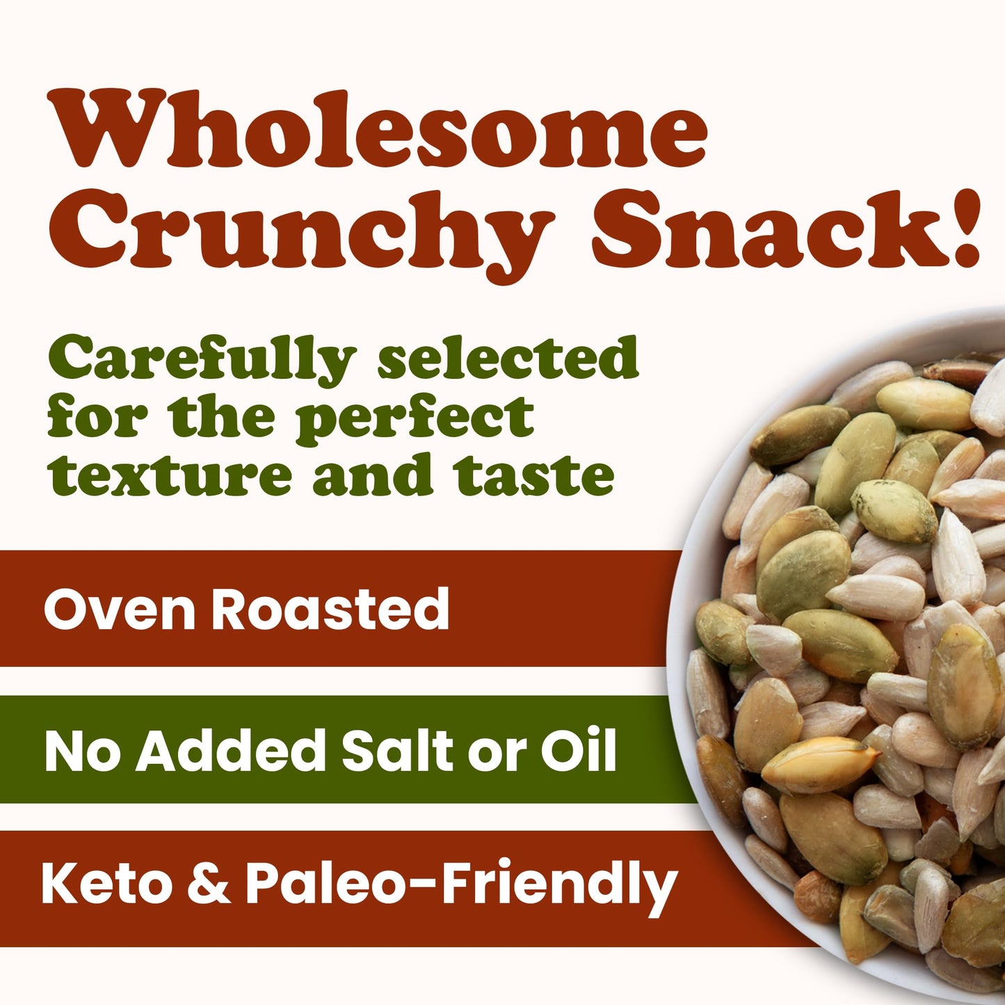 Food To Live Dry Roasted Sunflower And Pumpkin Seed Mix, 2 Pounds - Oven Roasted, No Oil Added, Natural Snack, Rich In Protein,