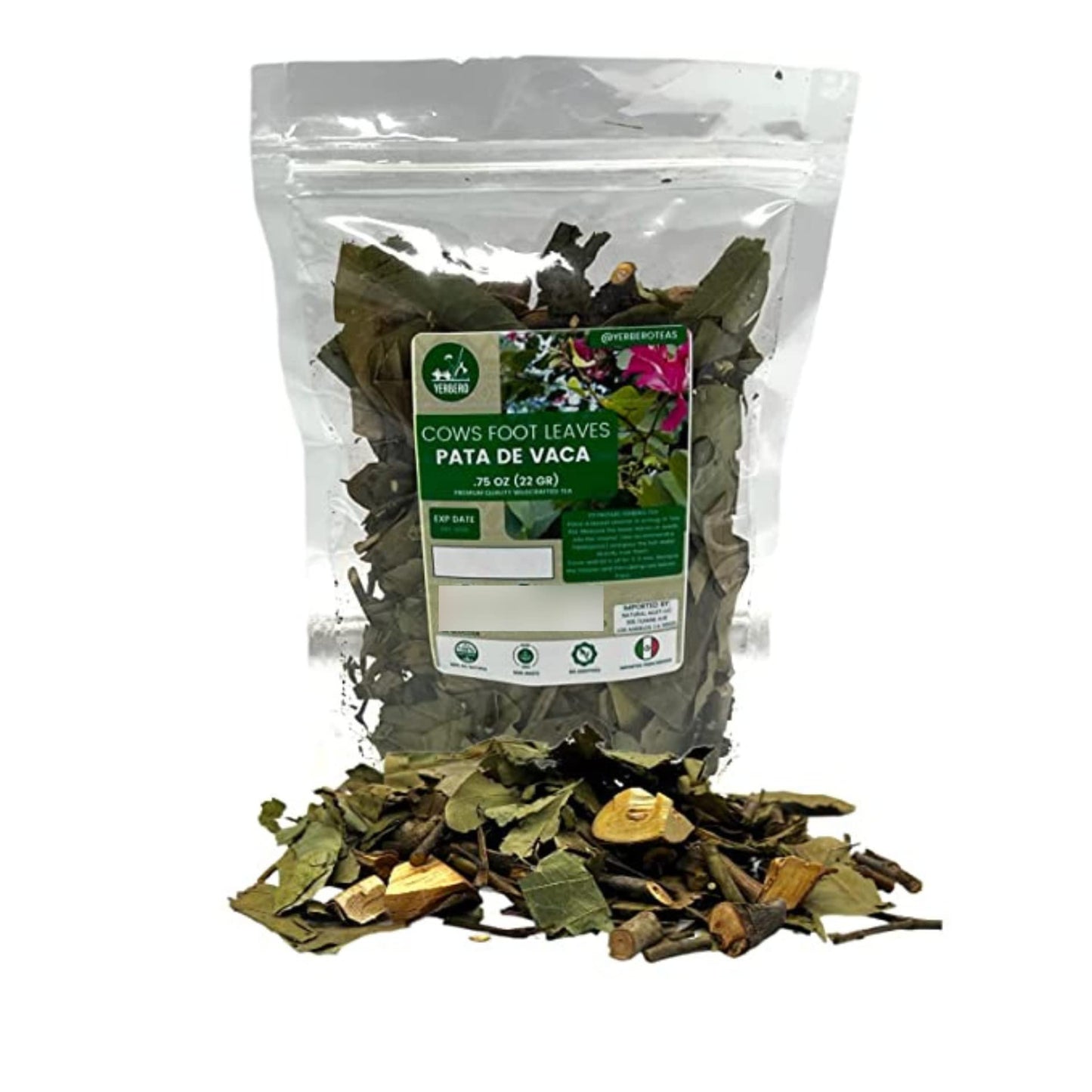 YERBERO Loose Cows Foot Leaf, 100% All Natural, 22g (0.75 oz), Premium Wildcrafted Quality, 20+ Servings, From Mexico