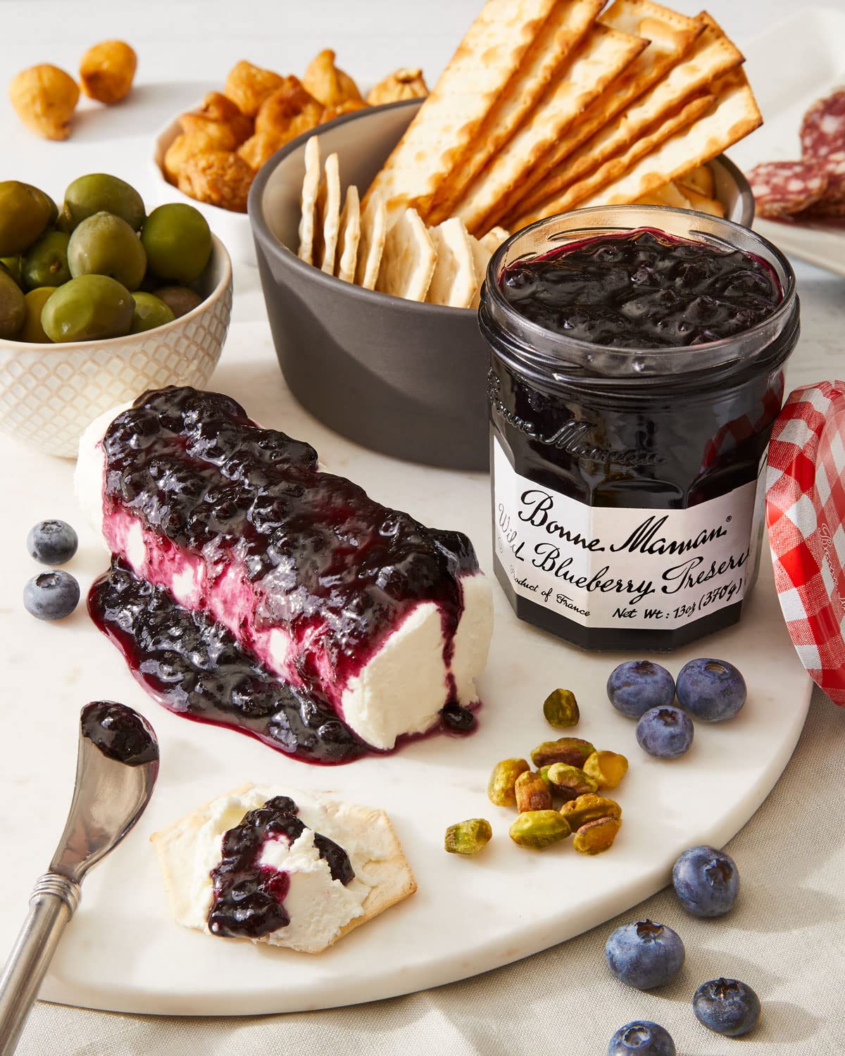 Bonne Maman Wild Blueberry Preserves, 13 oz Glass Jars (Pack of 6) - Non-GMO, Made with Simple Ingredients