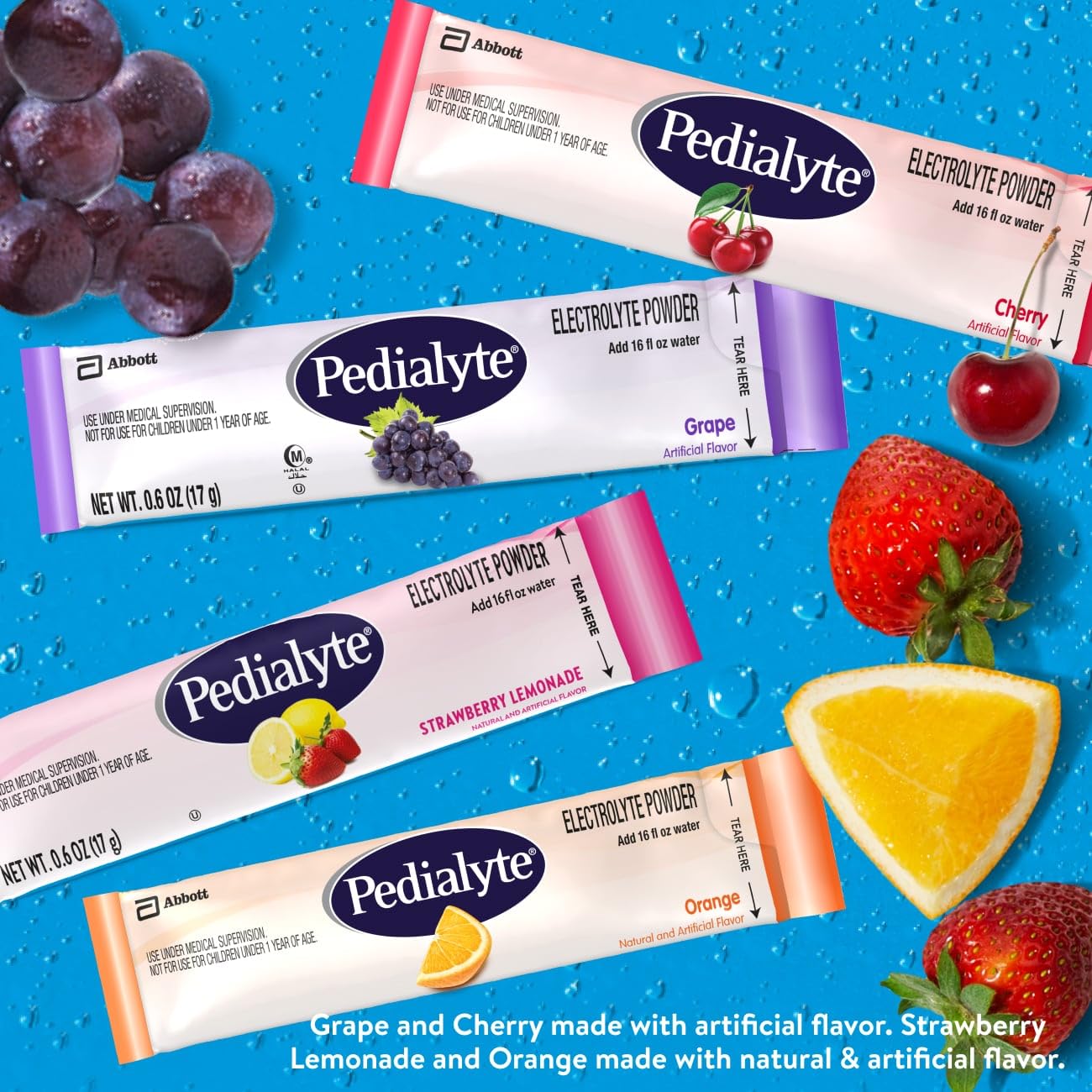 Pedialyte Hydration Station Multipack, Electrolyte Hydration Drink, 0.6-Oz Electrolyte Powder Packets, 80 Count