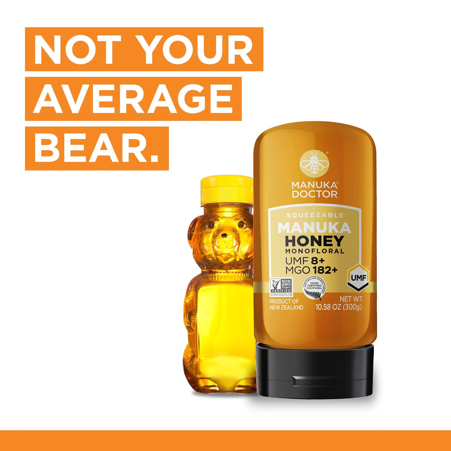MANUKA DOCTOR - Manuka Honey SQUEEZY MGO 182+ / UMF8 DUAL RATED Monofloral, 100% Pure New Zealand Honey. Certified. Guaranteed.