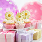 Foowztao 60Pcs Edible Daisy Cupcake Toppers - Wafer Paper Flower Decorations for Birthday & Wedding, Yellow