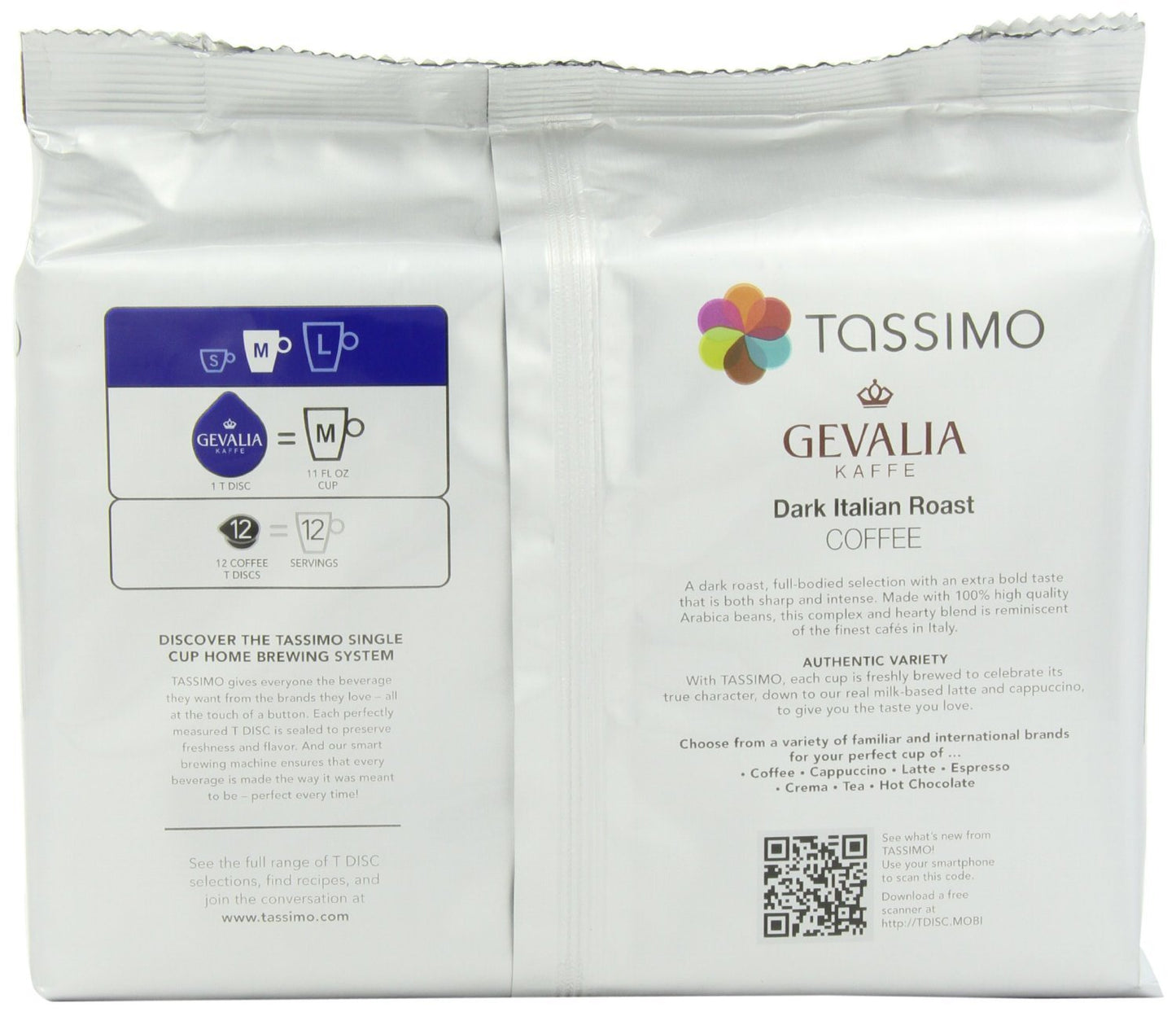 Tassimo Gevalia Dark Italian Roast Coffee T Discs - Extra Bold - 12 Count (Pack of 1)