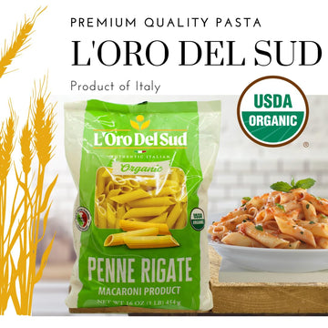 Organic Penne Rigate, 100% Durum Wheat, Italian Pasta, Premium Quality Product Of Italy (20 Pack X 16 Oz) Non Gmo, Vegan, Kosher