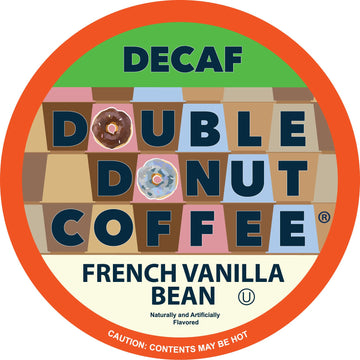 Double Donut Coffee French Vanilla Decaf Coffee Pods for Keurig, 96 Count, Medium Roast, Vanilla Bean Flavor