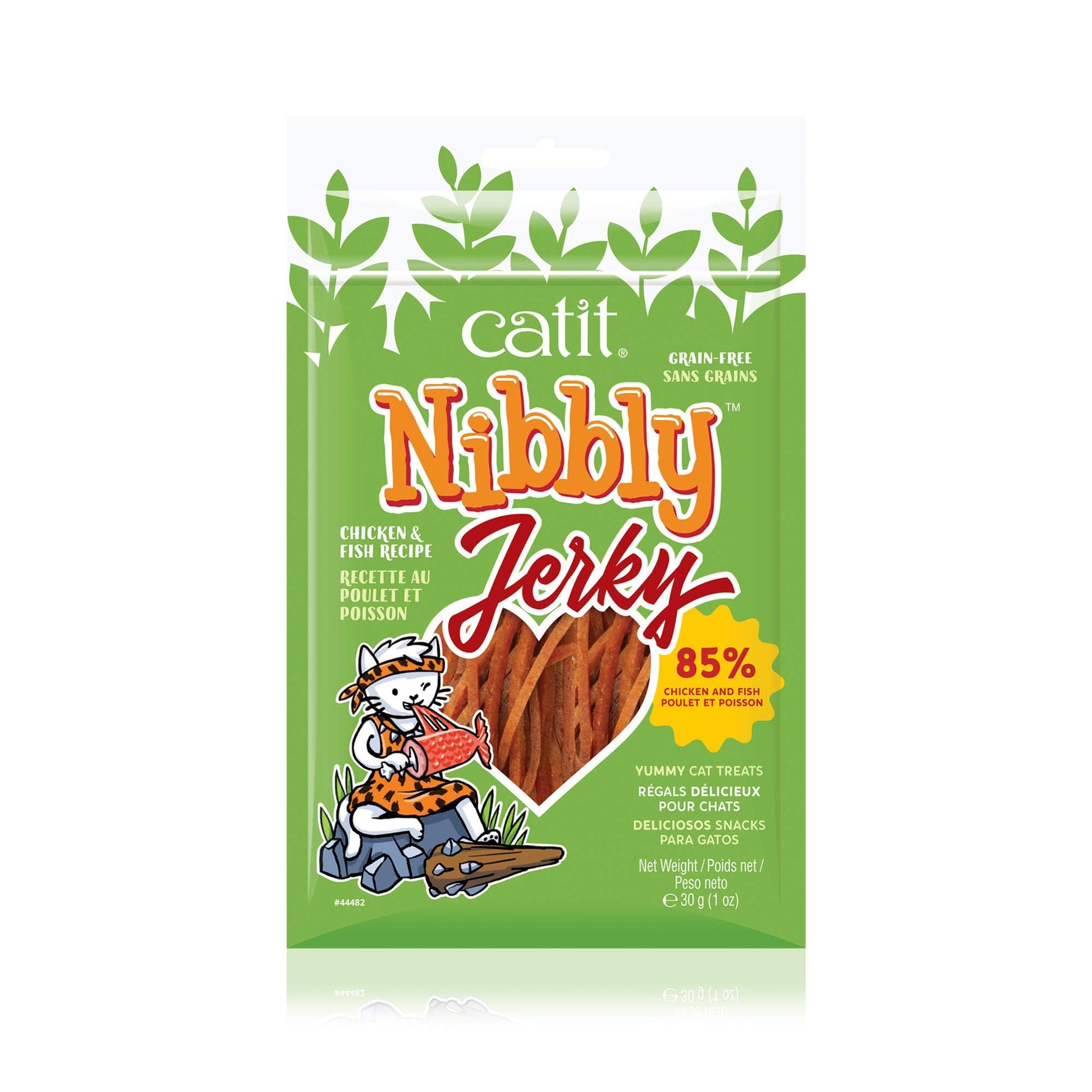 Catit Nibbly Jerky Cat Treats, Chicken & Fish Recipe - Grain-Free Cat Treat White 1 Ounce (Pack of 1)