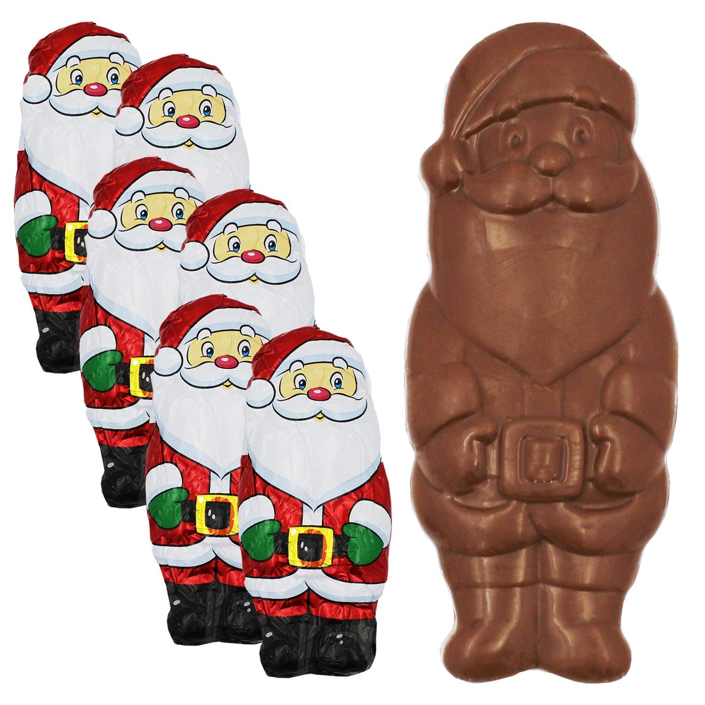 Fruidles Large Christmas Chocolate Santa Holiday Treats, Solid Smooth Milk Chocolate, Party Bag Fillers, Individually Wrapped Fo