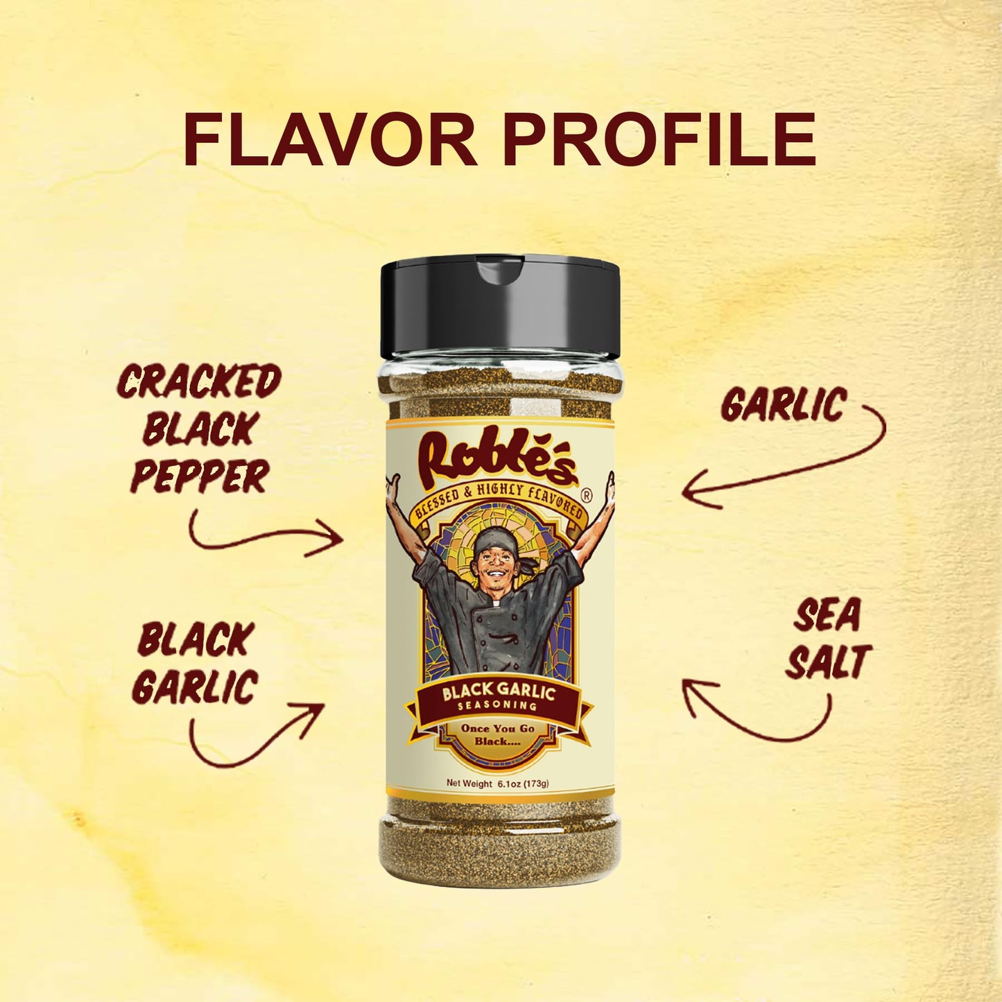 Blessed and Highly Flavored Black Garlic Seasoning, Gluten-Free, Low Sodium, 6.1 Ounce, Natural Spice Blend for Grilling and Cooking
