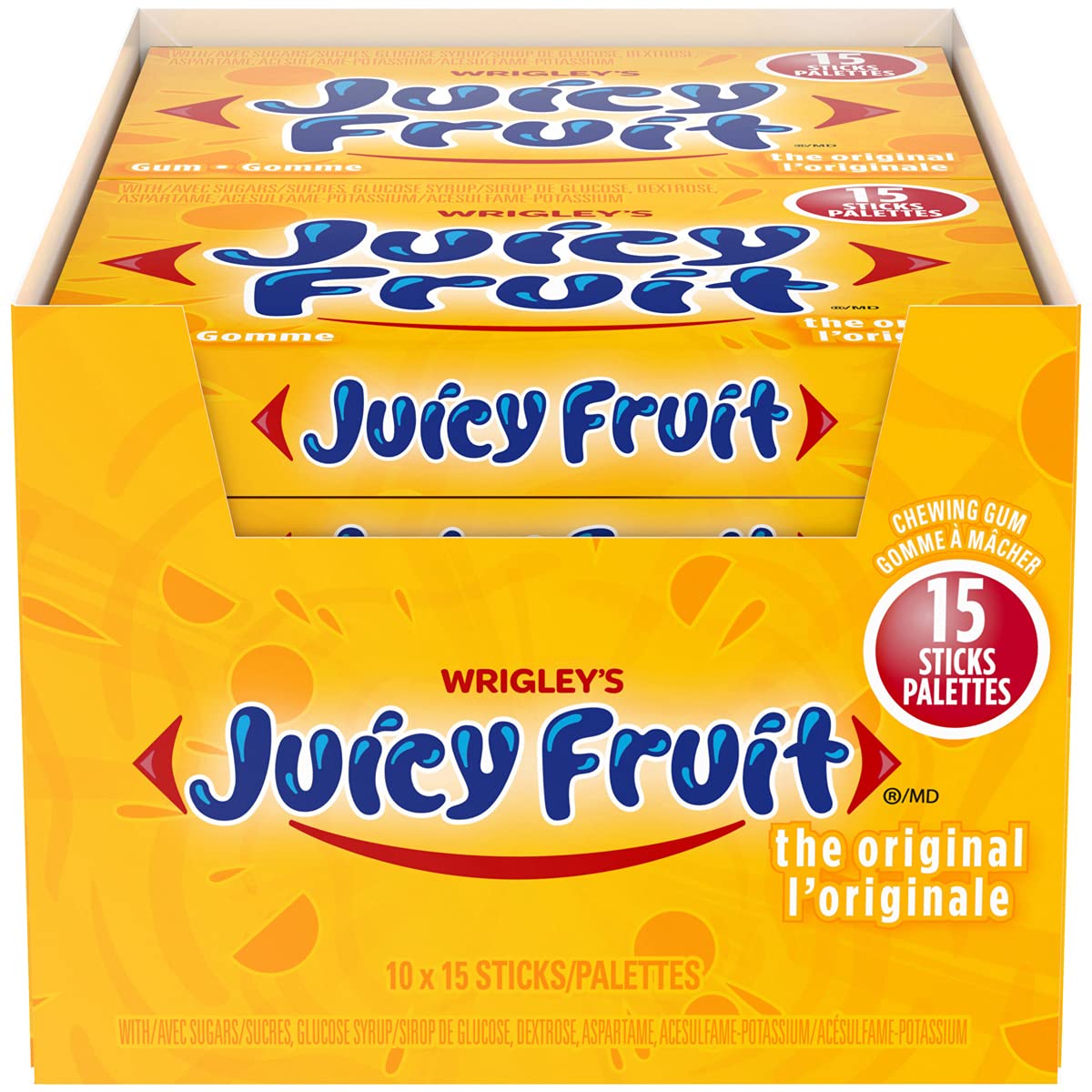 Chewing Gum Original Flavor - Bubble Gum - 15 Ct (Pack Of 10)