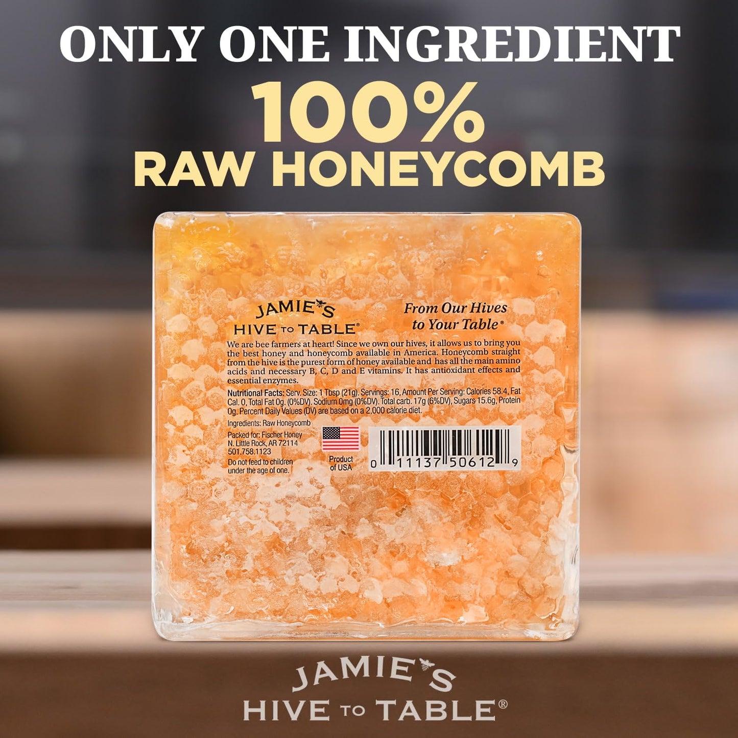Jamie'S Hive To Table 100% Raw Honeycomb, 12 Oz - All-Natural Pure Georgia Honeycomb, No Additives Or Preservatives, Non-Gmo