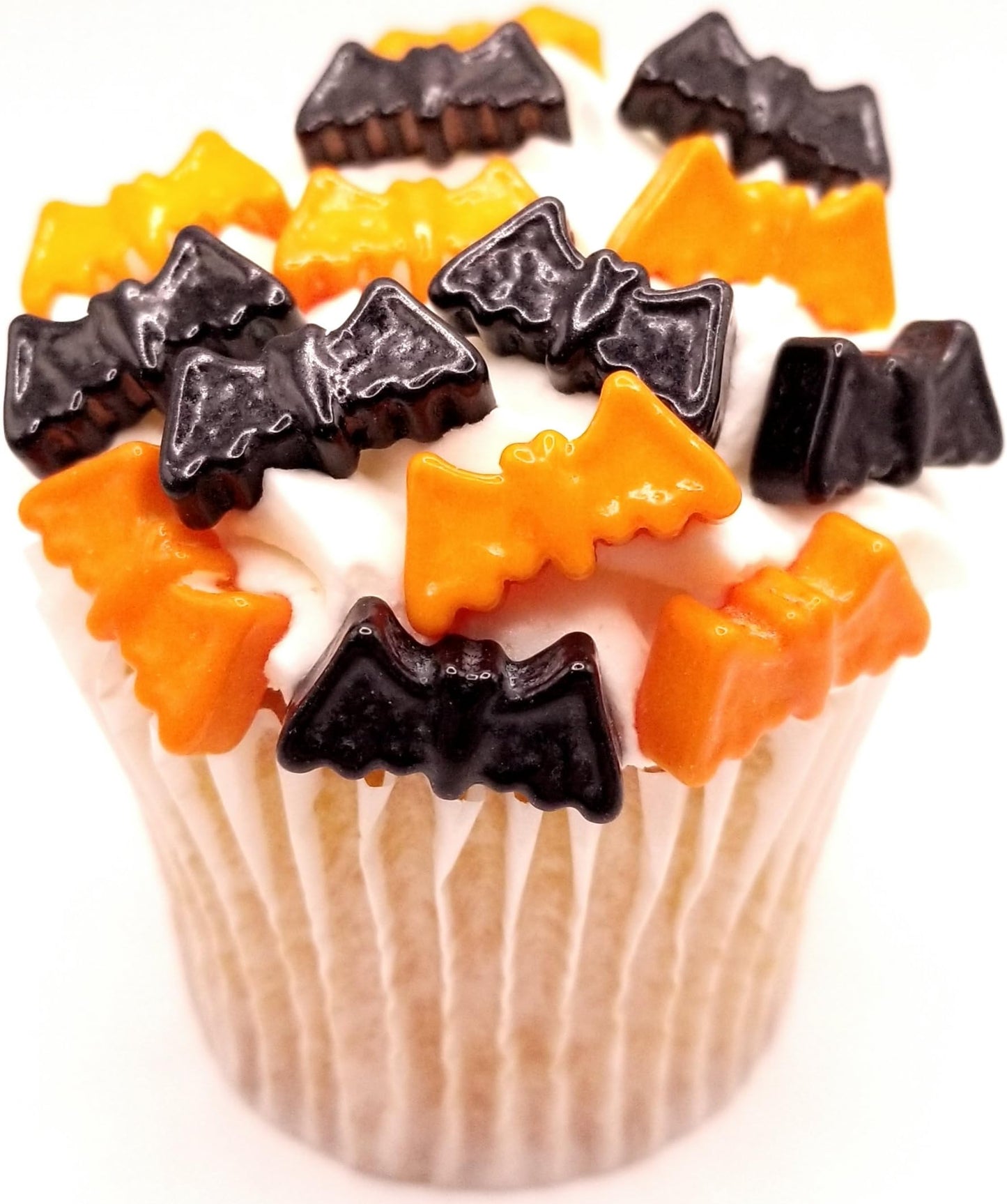 Ncs Orange And Black Bats Edible Candy Toppers, 8 Ounces - Great For Cupcakes, Cookies, Cakes, Cake Pops, And Party Tables