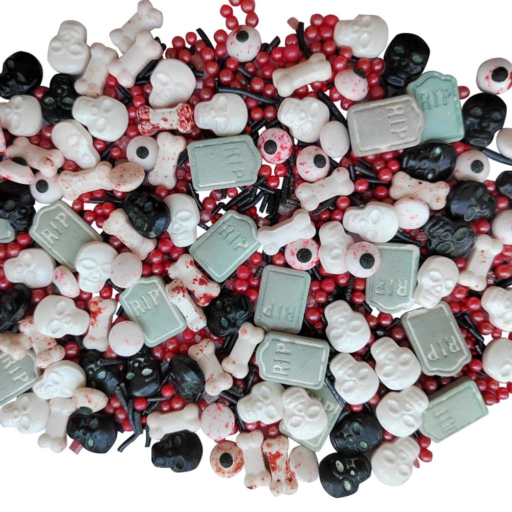 1 Bottle Candy Eyeballs Bloody Red Eyes Dog Bones Cake Cupcake Toppers Cookie Decorations Edible Dessert Sprinkles Mix for Hallo