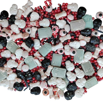 1 Bottle Candy Eyeballs Bloody Red Eyes Dog Bones Cake Cupcake Toppers Cookie Decorations Edible Dessert Sprinkles Mix for Hallo