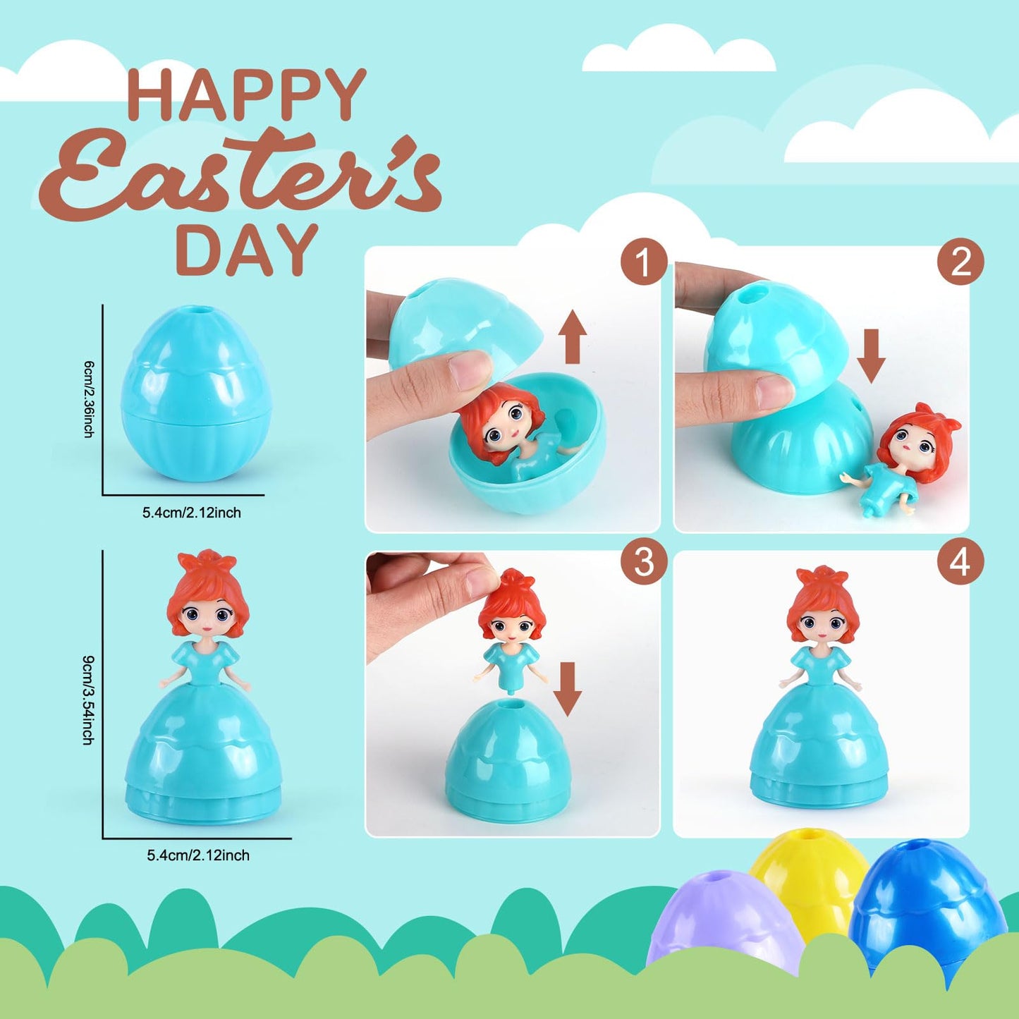 Konijiwa Easter Gifts For Kids, 12 Piece Prefilled Easter Egg,Perfect For 3+ Year Old Boys And Girls, Ideal For Easter Basket St