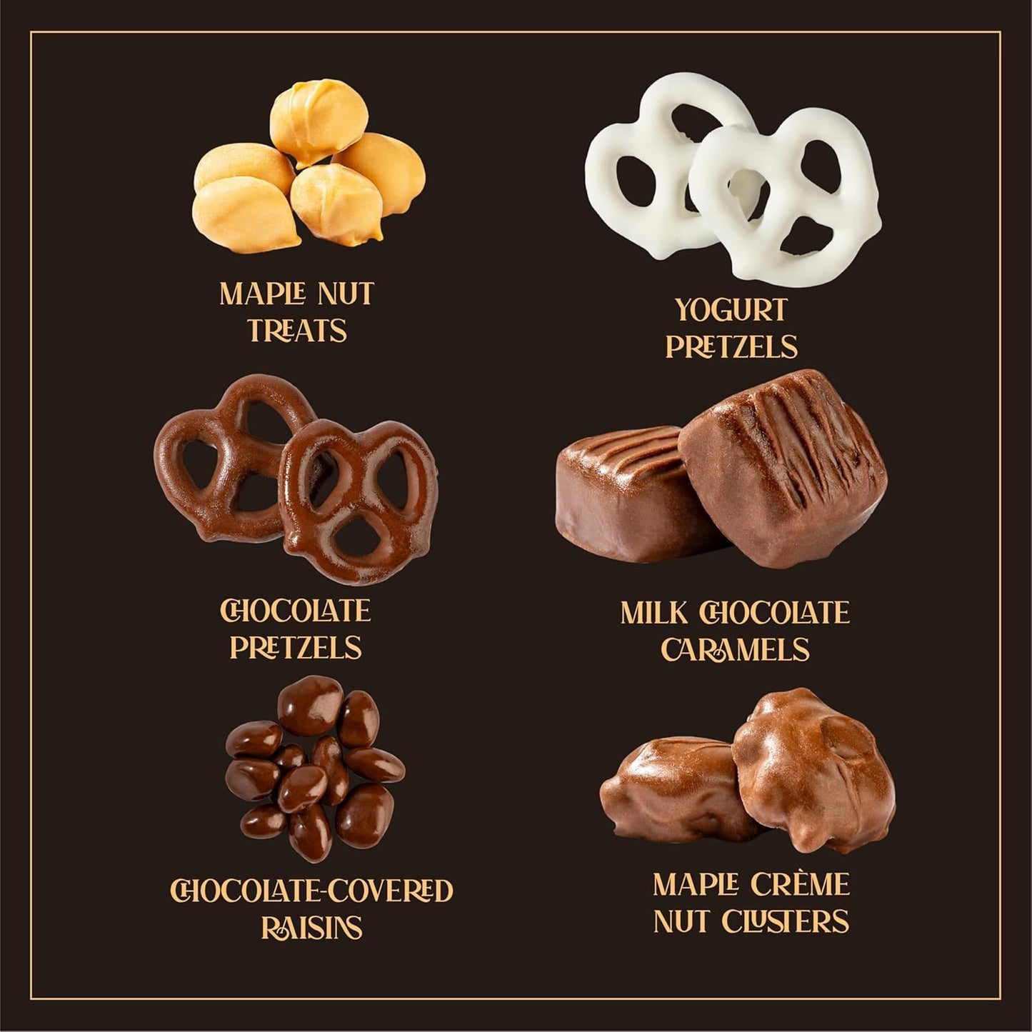 Easter Premium Chocolate Gift Box, Gourmet Assortment With Chocolate Pretzels, Maple Nuts, Yogurt Pretzels & Milk Chocolate Cara