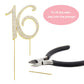 Crystal Creations 16 Cake Topper - Premium Gold Metal with Rhinestones - 1 Count