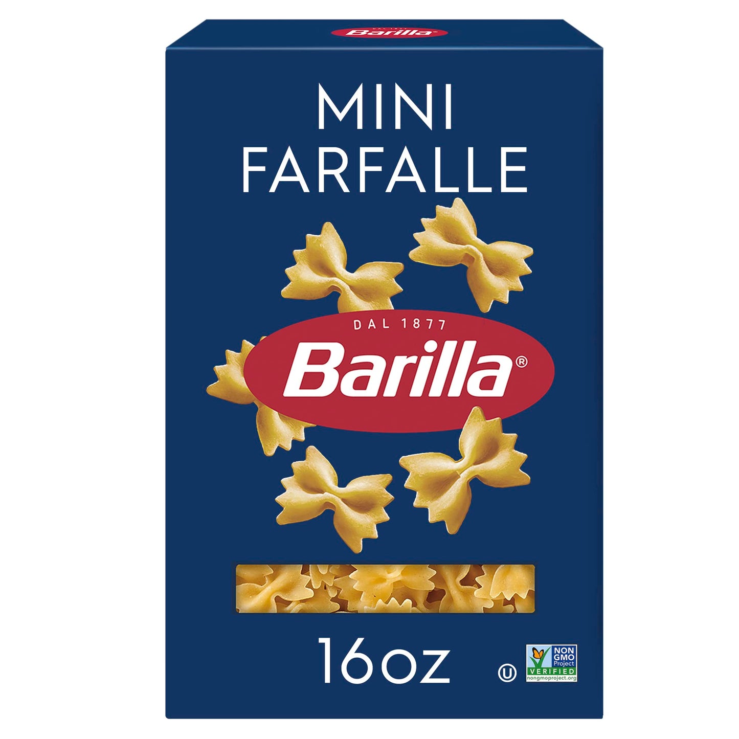 Barilla Mini Farfalle Pasta  16 Oz. Box - Non-Gmo  Made With Duflavor Blend Wheat Semolina - Kosher Certified