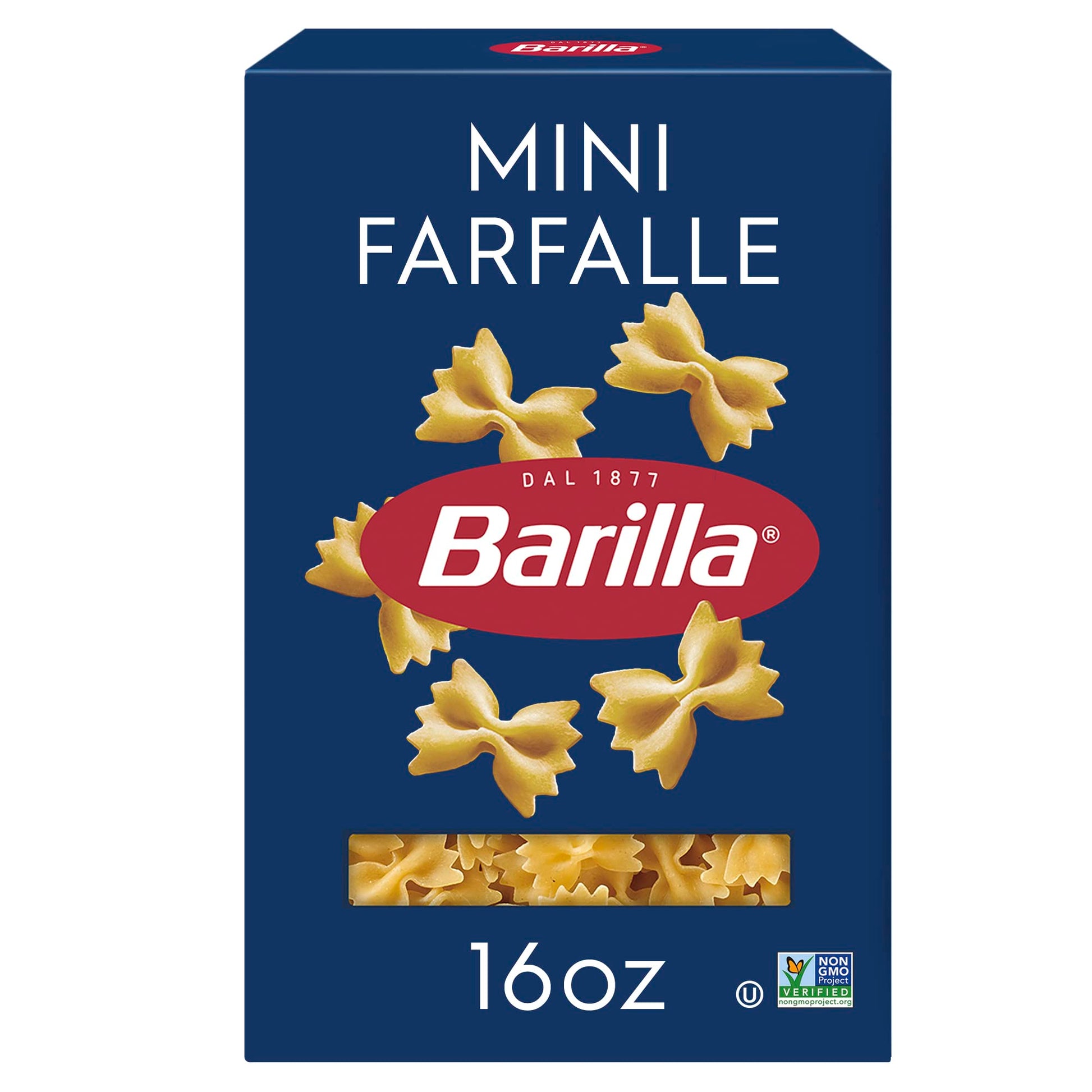 Barilla Mini Farfalle Pasta  16 Oz. Box - Non-Gmo  Made With Duflavor Blend Wheat Semolina - Kosher Certified