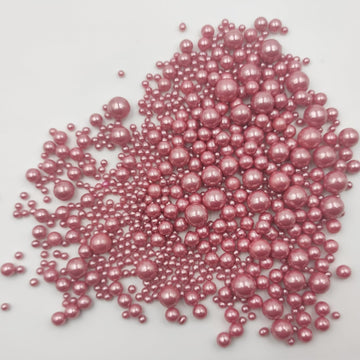 Edible Rose Gold Pearls Sugar Sprinkles 120G/4.23 Oz, Mix Size Candy Pearl For Cake Decorating And Cupcake Toppers, Cookie Decor