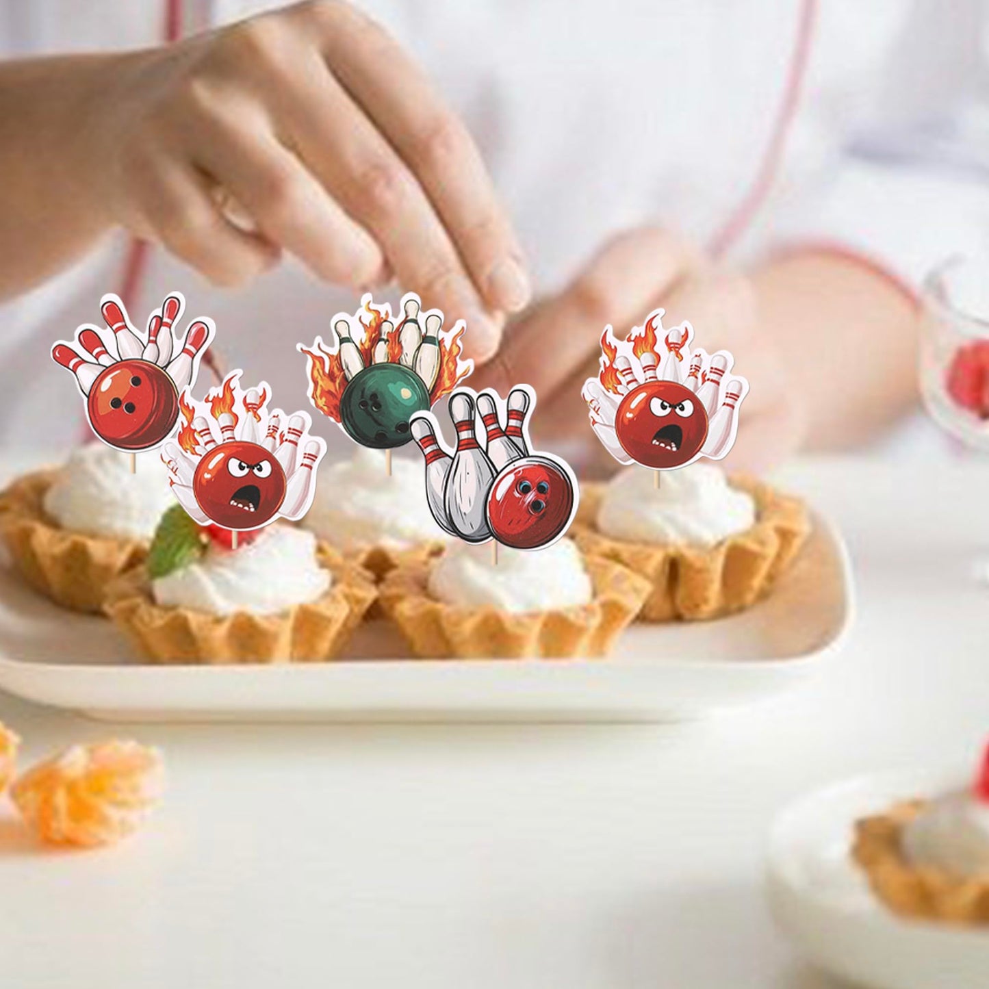 40 Pcs Bowling Cupcake Toppers Double Sided Sports Theme Bowling Cupcake Picks Bowling Party Decorations For Bowling Theme Baby