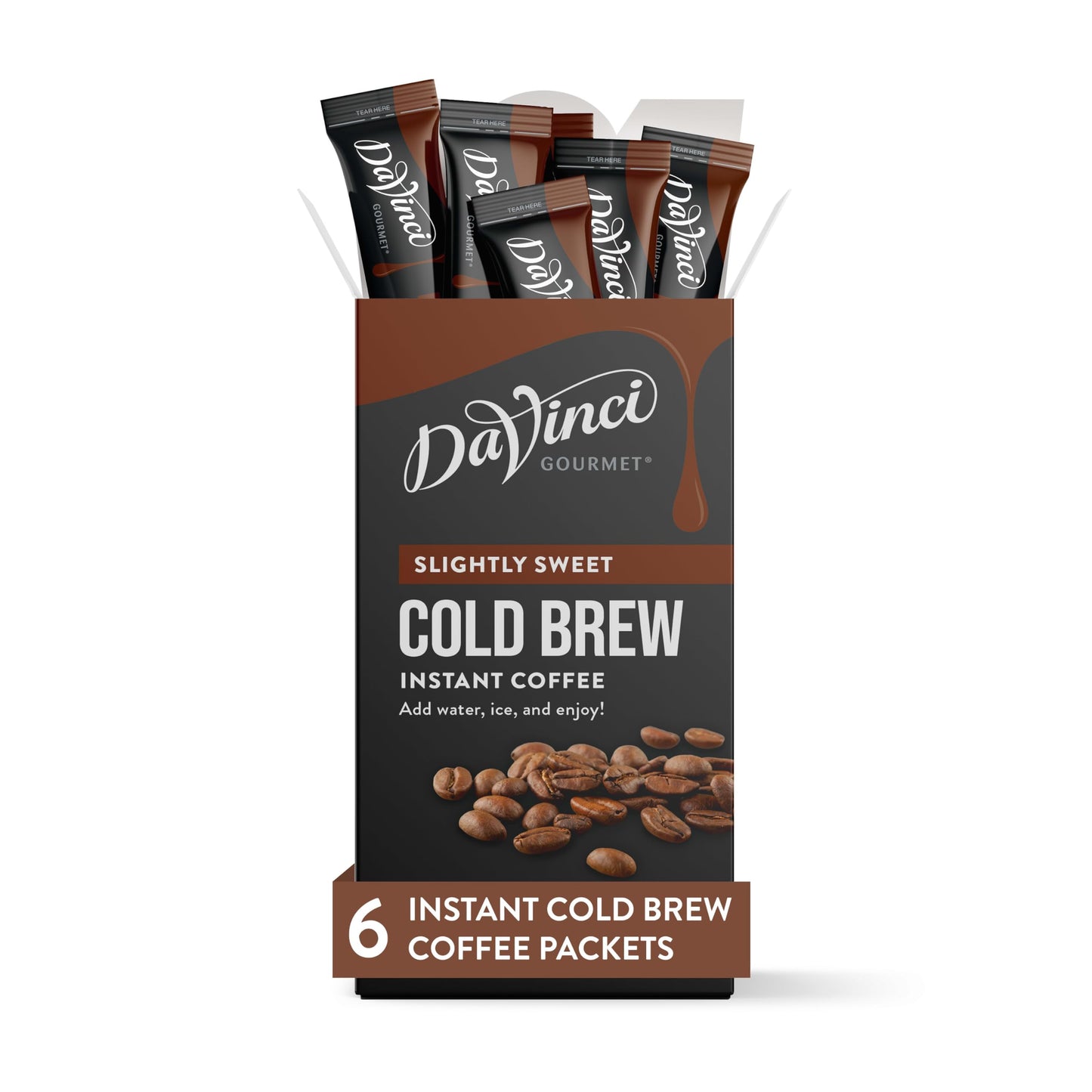 DaVinci Gourmet Slightly Sweet Cold Brew Stick Pack  Instant Coffee Powder  6 Count (Pack of 1)