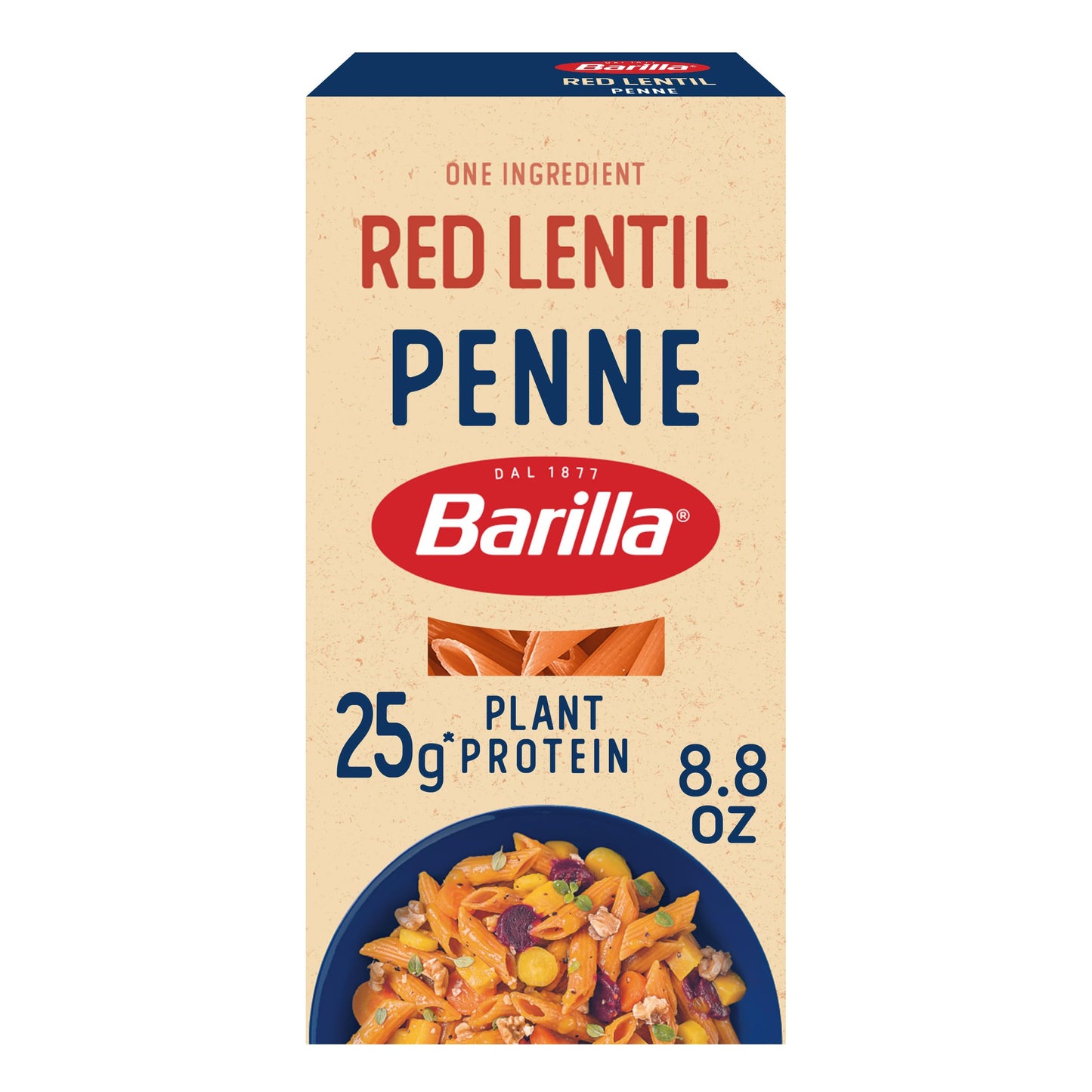 Barilla Red Lentil Penne Pasta, 8.8 Oz - Vegan, Gluten Free, Non Gmo & Kosher - High Protein Pasta Made With Plant Based Protein