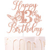 Rose Gold Glitter Happy 13th Birthday Cake Topper, Butterfly Happy 13th Birthday/Cheers to 13 Years, Butterfly Themed 13th Birth
