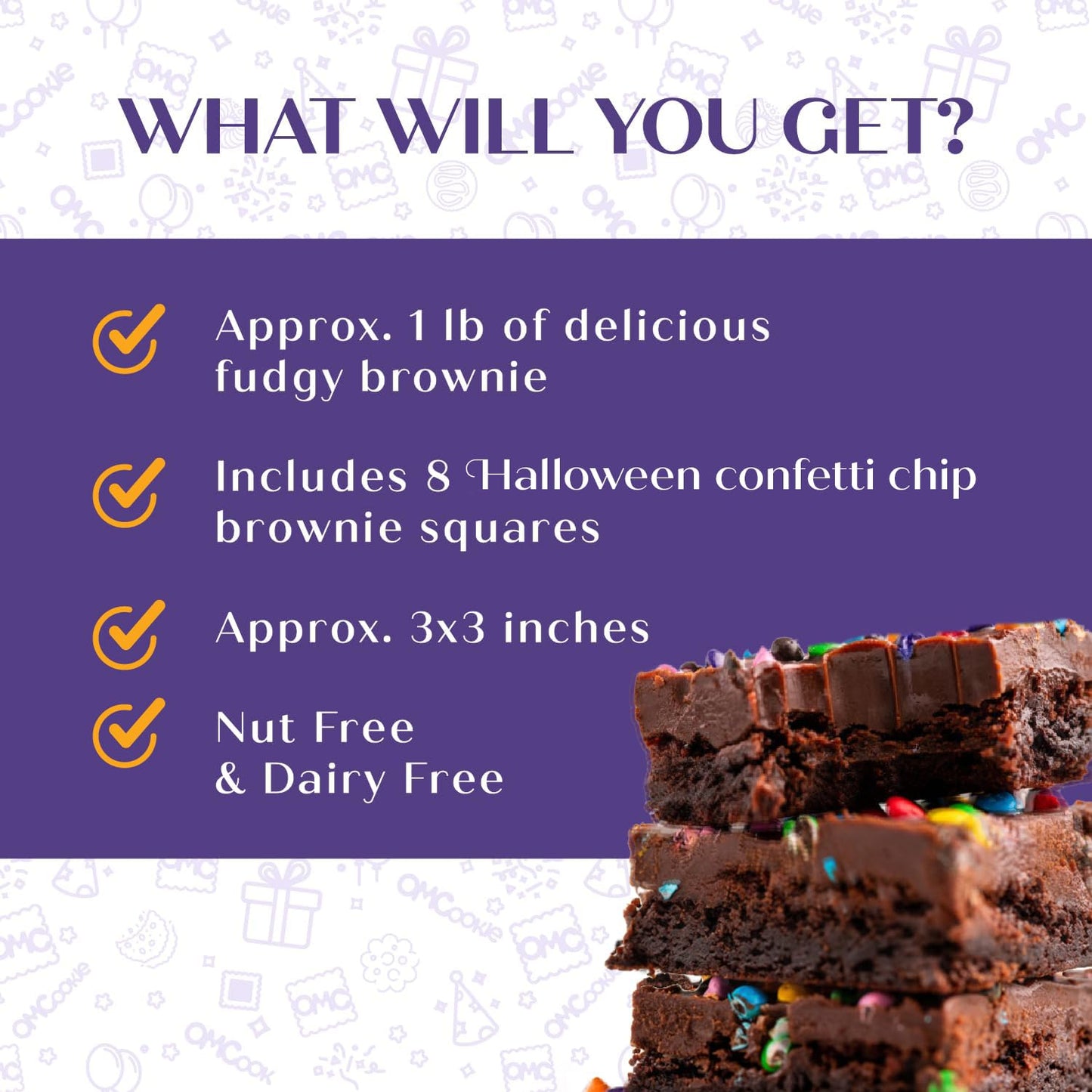 Happy Halloween 8 Pack Brownies Gift Basket Chocolate Brownies Food Gifts For Men Women | 8 Pack | Ghost Pumpkin bats | Nut Free