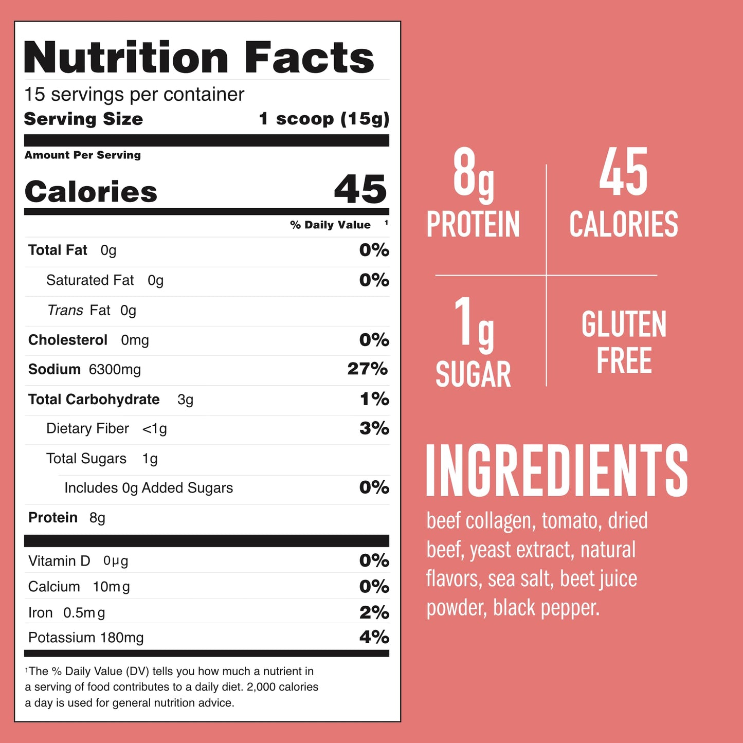 Lonolife Tomato Beef Bone Broth Powder Mix | Grass-Fed, 10G Protein | Collagen-Rich, Keto & Paleo Friendly | Natural Ingredients