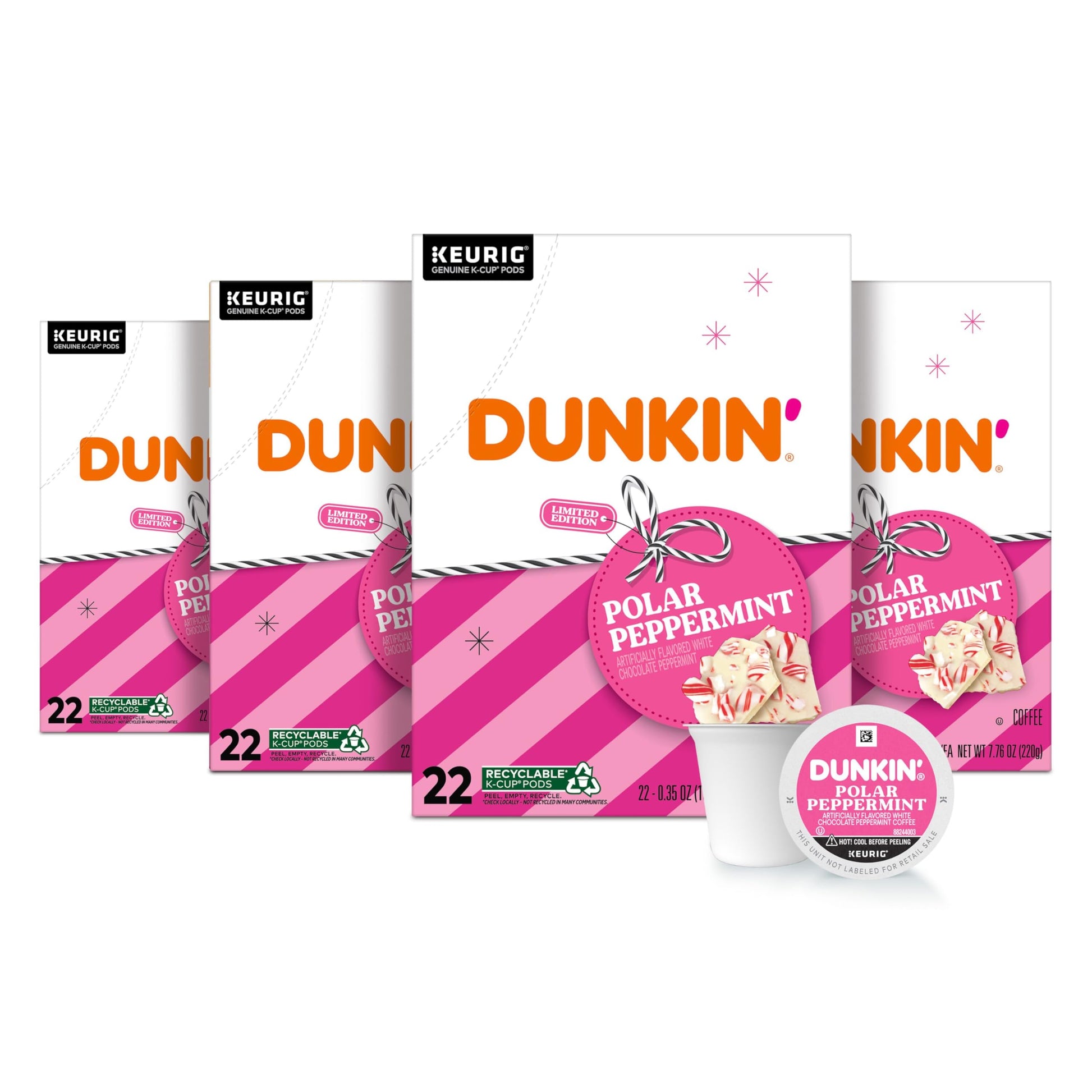 Dunkin Polar Peppermint Flavored Coffee  88 Keurig K-Cup Pods