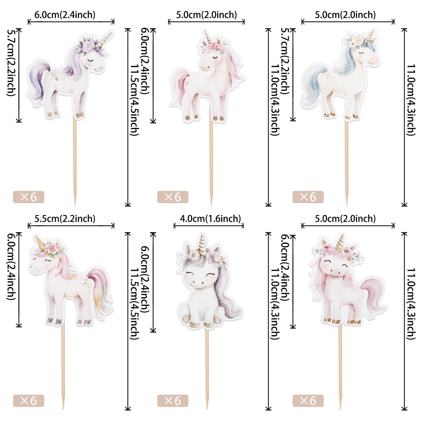 Rssta i Horse Cupcake Toppers - 36 Pack, Cardstock, Birthday Party Decorations, Design 6