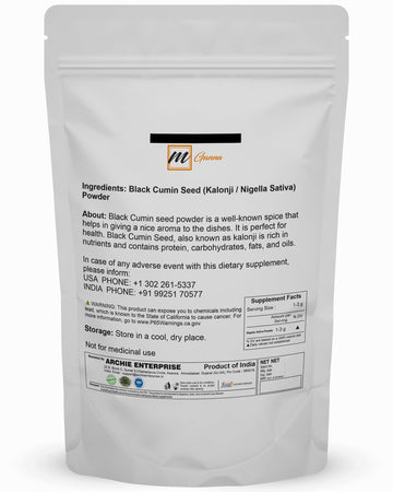 Mganna Dry Black Cumin Seeds/Kalonji/Nigella Sativa Powder - 100% Pure And Natural 0.22 Lbs / 100 Gms
