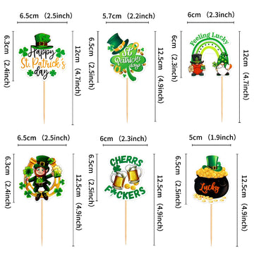 Ercadio 24 Pack Happy St Patrick'S Day Gno-Me Cupcake Toppers St Patrick'S Day Cupcake Picks Green Gno-Me Cake Toppers For Irish