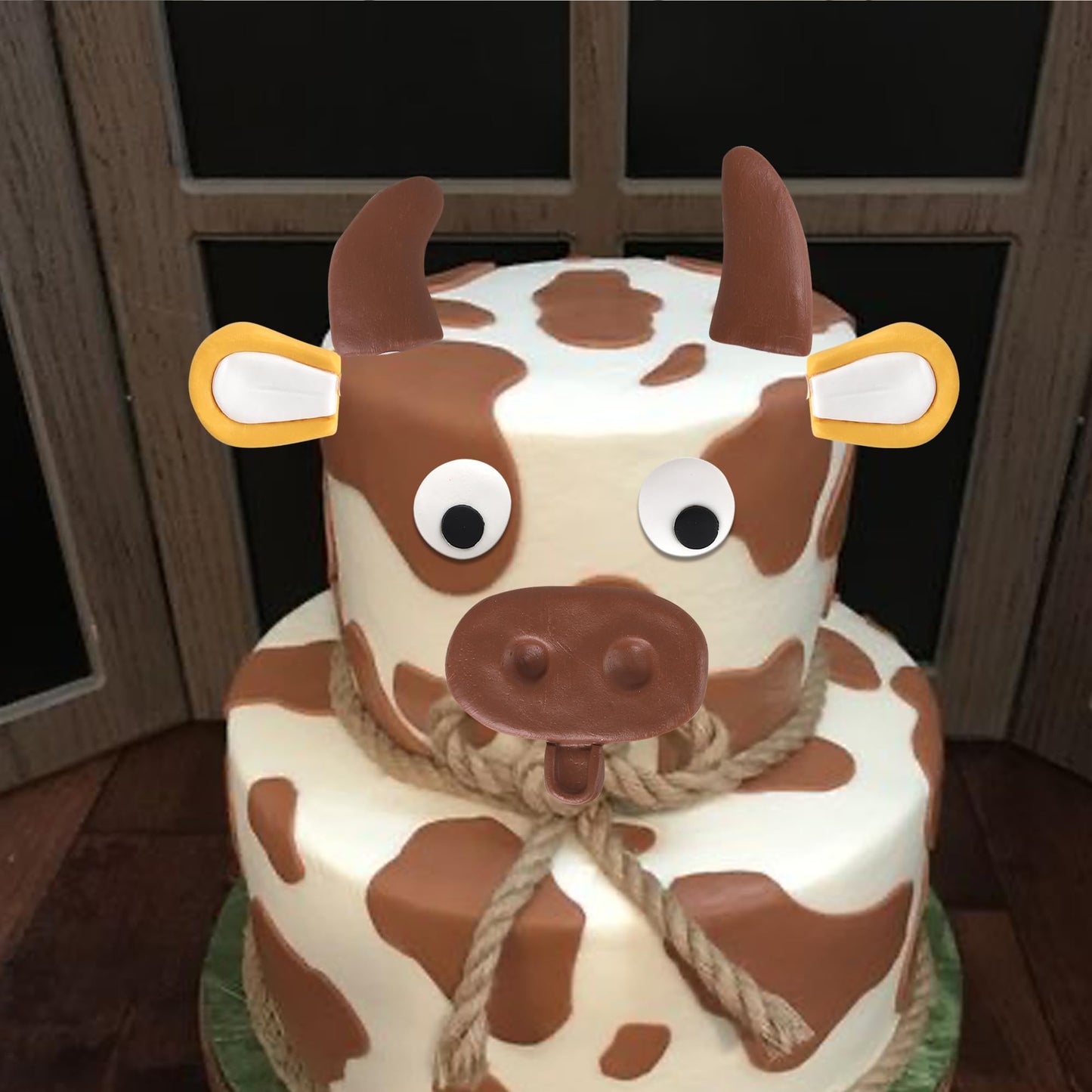 Rssta i Cute Cow Cake Topper Set - Clay Birthday Party Decorations for Kids - Design 13