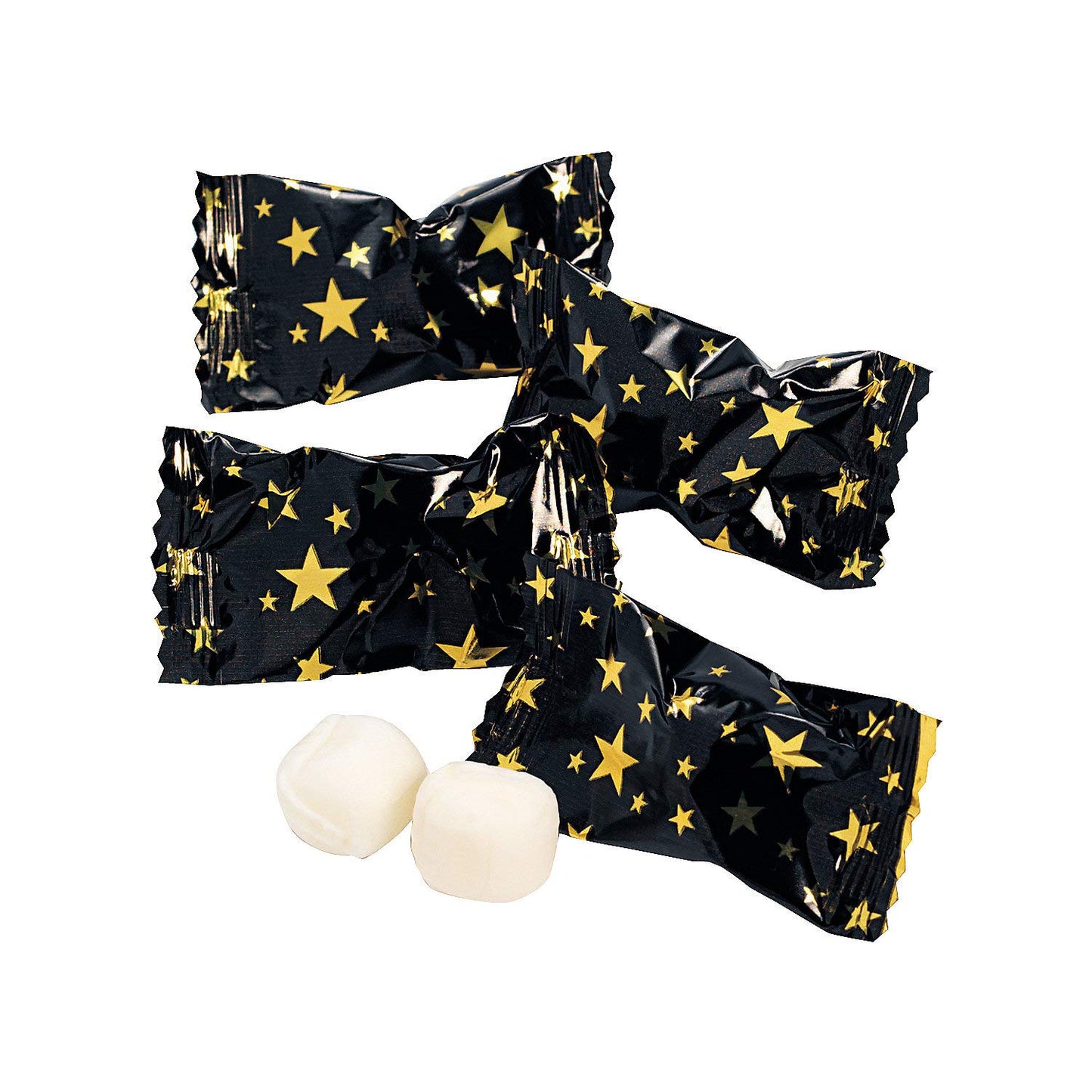 Fun Express Black With Gold Star Butter Mints Candy - 108 Pieces Of Buttermints Candy For Unforgettable Celebrations - 14 Oz Of