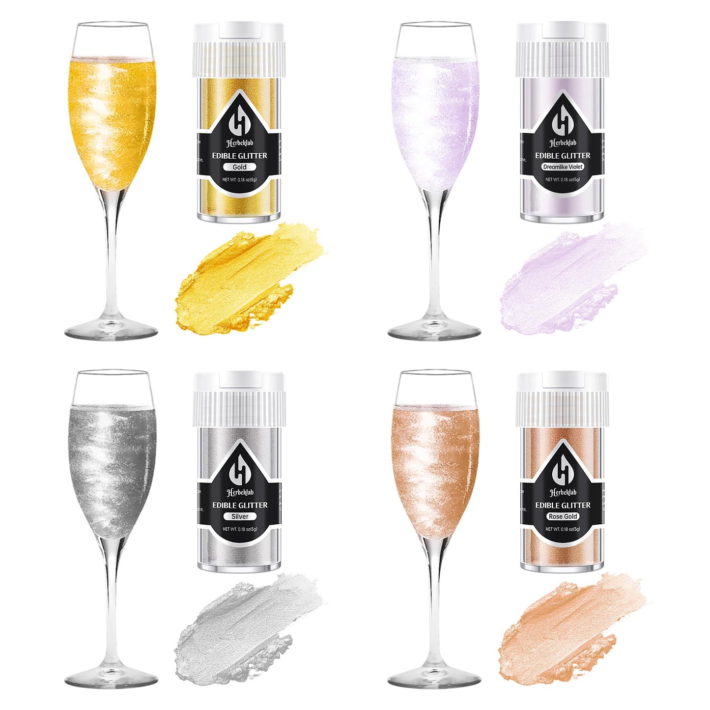 Edible Glitter For Cocktails - 4 Colors Gold Luster Dust Edible Drink Glitter Food Grade Metallic Shimmer Powder Cake Sprinkles