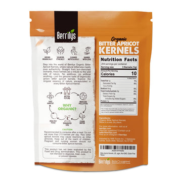 Berrilys Organic Bitter Apricot Kernels - Non-GMO, No Additives - 10 oz