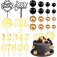 38 Pieces Ball Cake Decorations Set, Acrylic Happy Birthday Cupcake Picks Number 0-9 Toothpicks Ball Shaped Insert Toppers For H