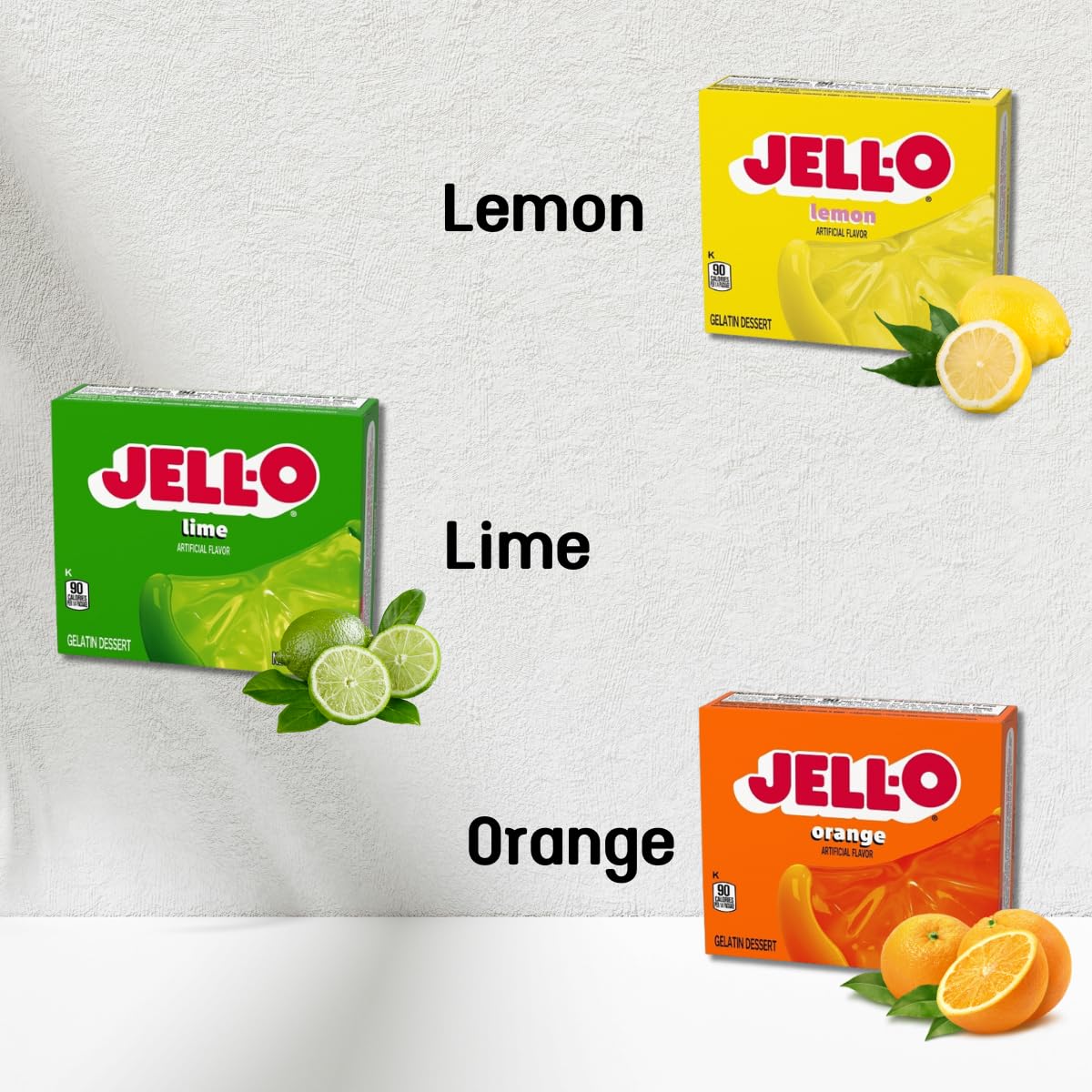 Gelatin Variety Pack, 6 Flavored Instant Jelly Dessert Mix, Blue Berry, Strawberry, Raspberry, Lemon, Orange and Lime (3oz/Pack