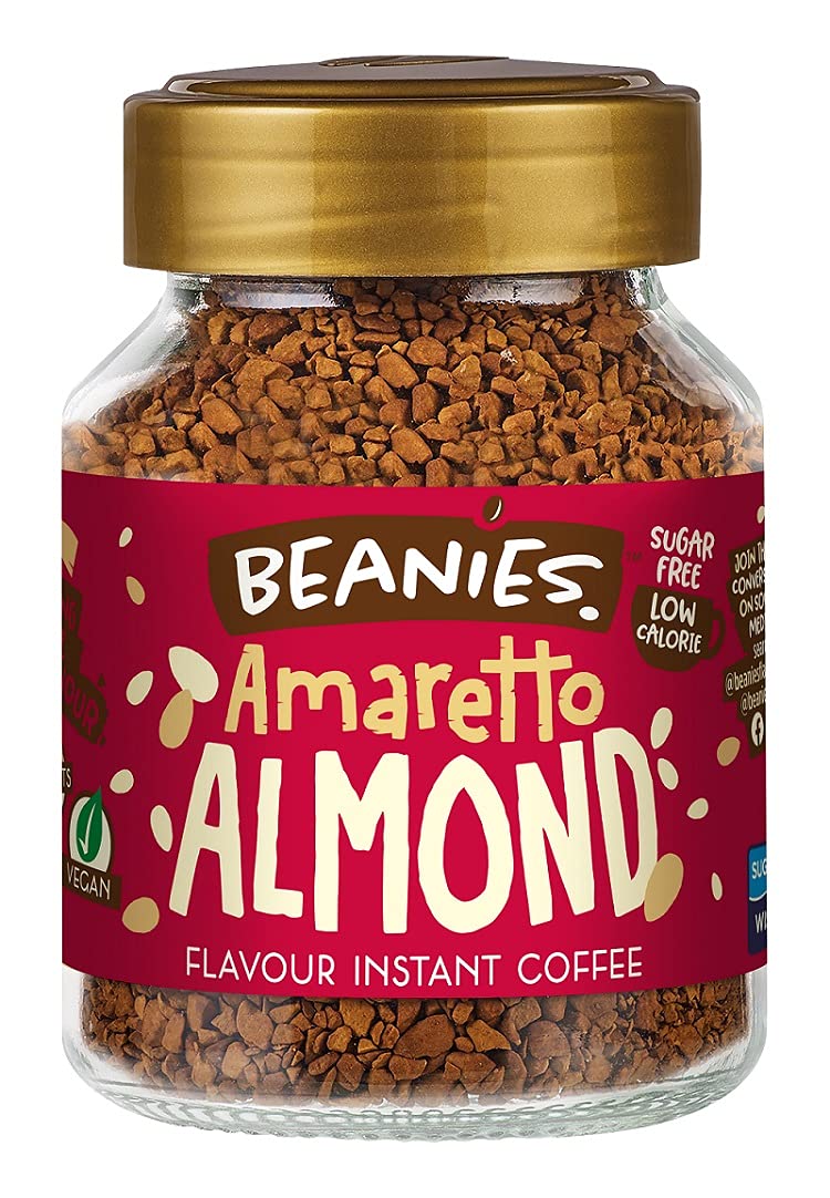 Beanies Flavour Instant Coffee - Ameretto Almond Instant Flavored Coffee - Bold & Adventurous Full-On Flavor - An Indulgent Suga