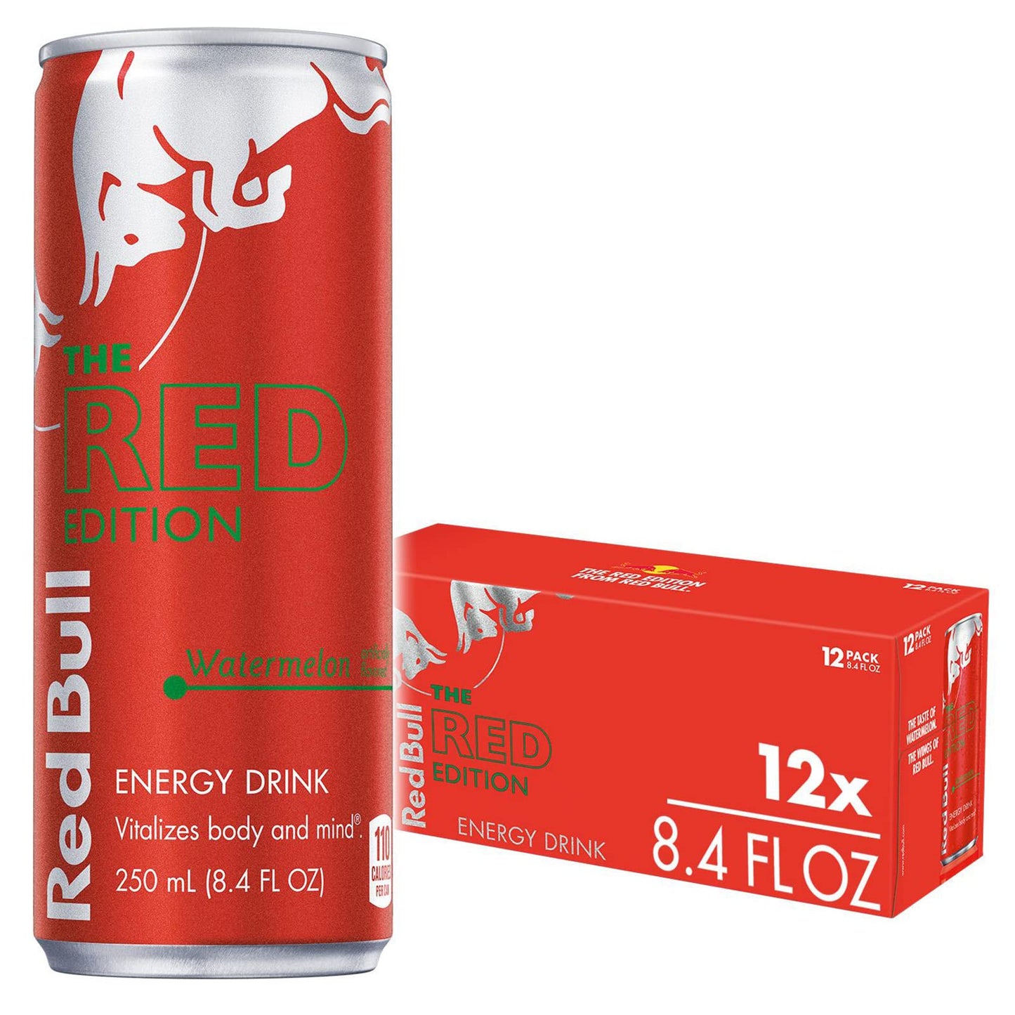 Red Bull Energy Drink, Red Edition, Watermelon Flavor, 8.4 Fl Oz, Pack of 12 Cans