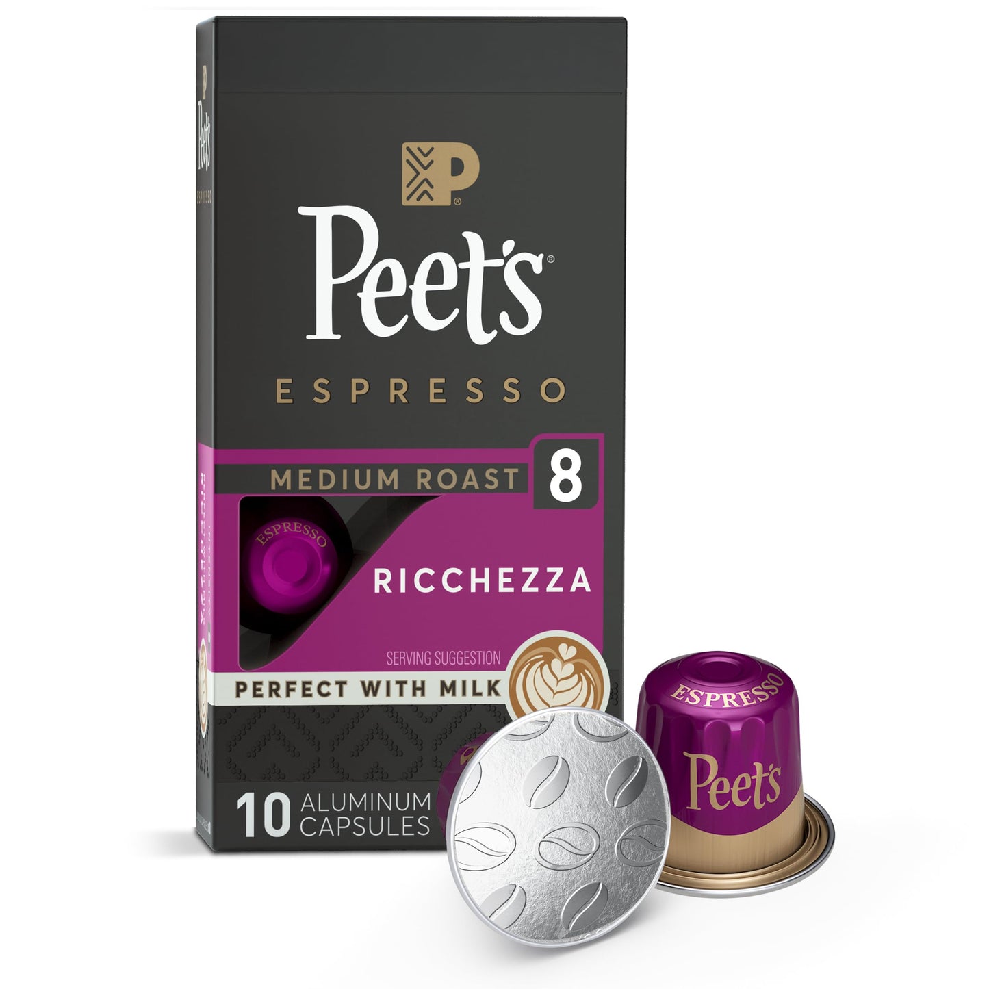 Peets Coffee Medium Roast Espresso Capsules Compatible with Nespresso - Ricchezza, 10 Count, Model B07DDNLRCJ